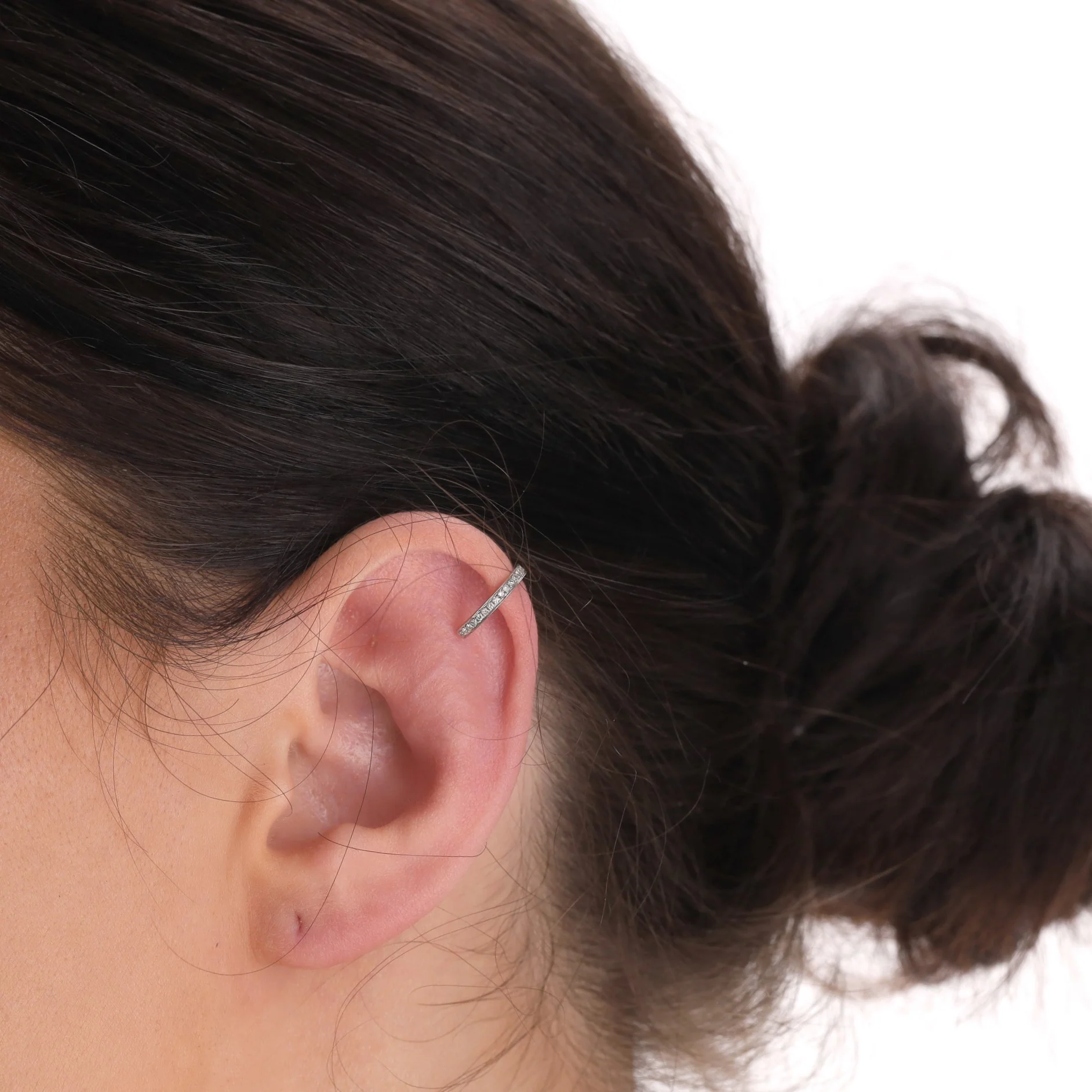 14k White Gold & Diamond Ear Cuff - Image 2