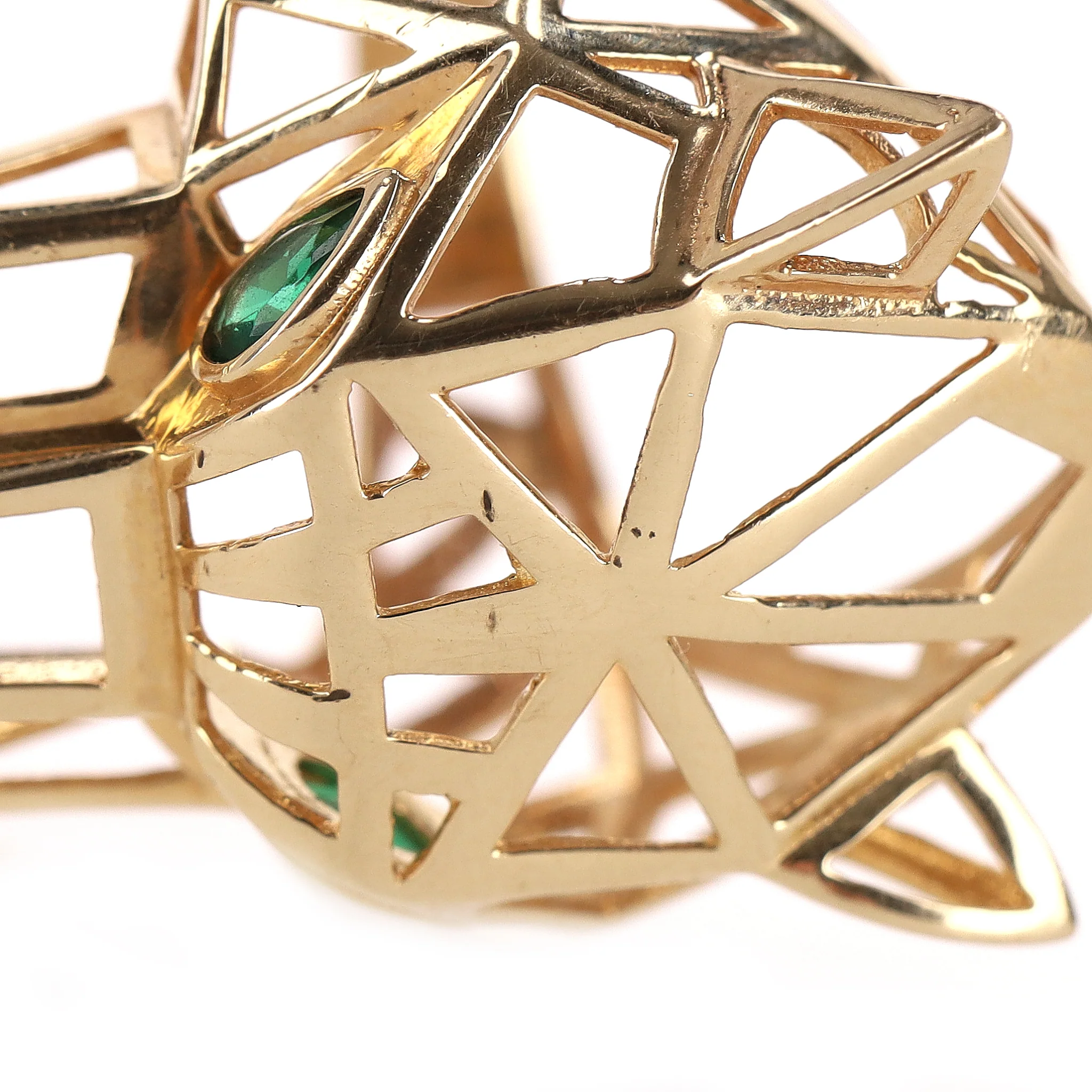 14k Yellow Gold Panther Ring With Tsavorite Garnet & Onyx - Image 8