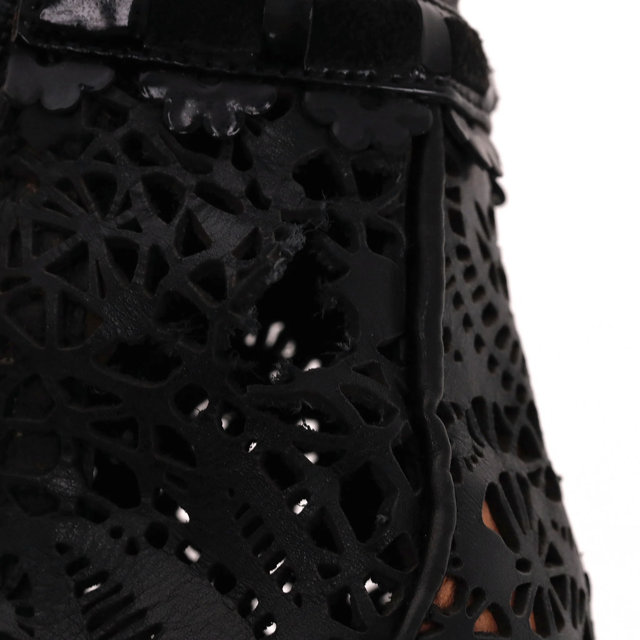 Alaia Laser-Cut & Lace Detail Leather Ankle Boots. Size 38 - Image 11