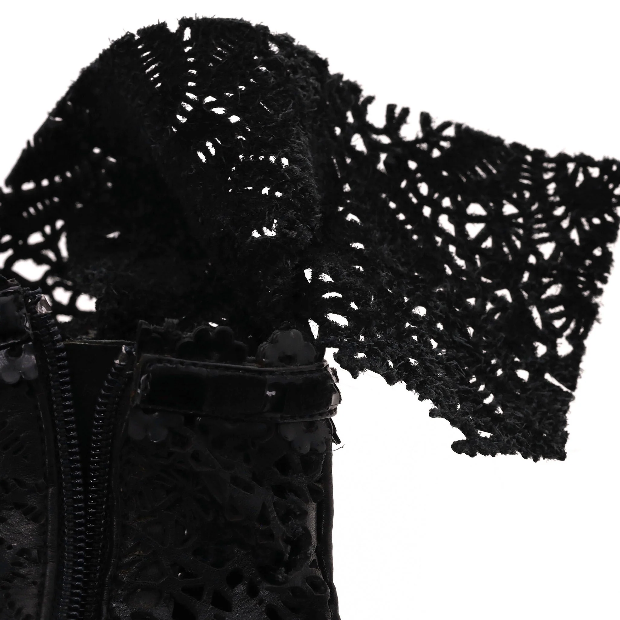 Alaia Laser-Cut & Lace Detail Leather Ankle Boots. Size 38 - Image 9