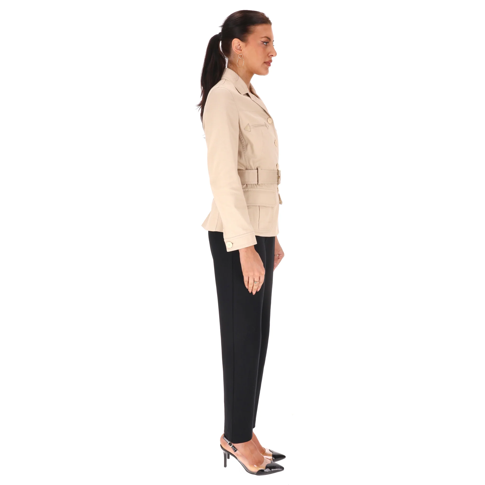 Alberta Ferretti Belted Cotton-Blend Jacket. Size 40IT - Image 3