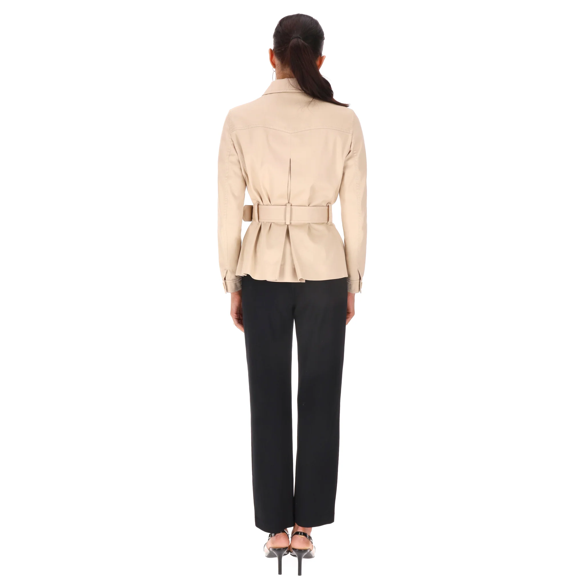 Alberta Ferretti Belted Cotton-Blend Jacket. Size 40IT - Image 4