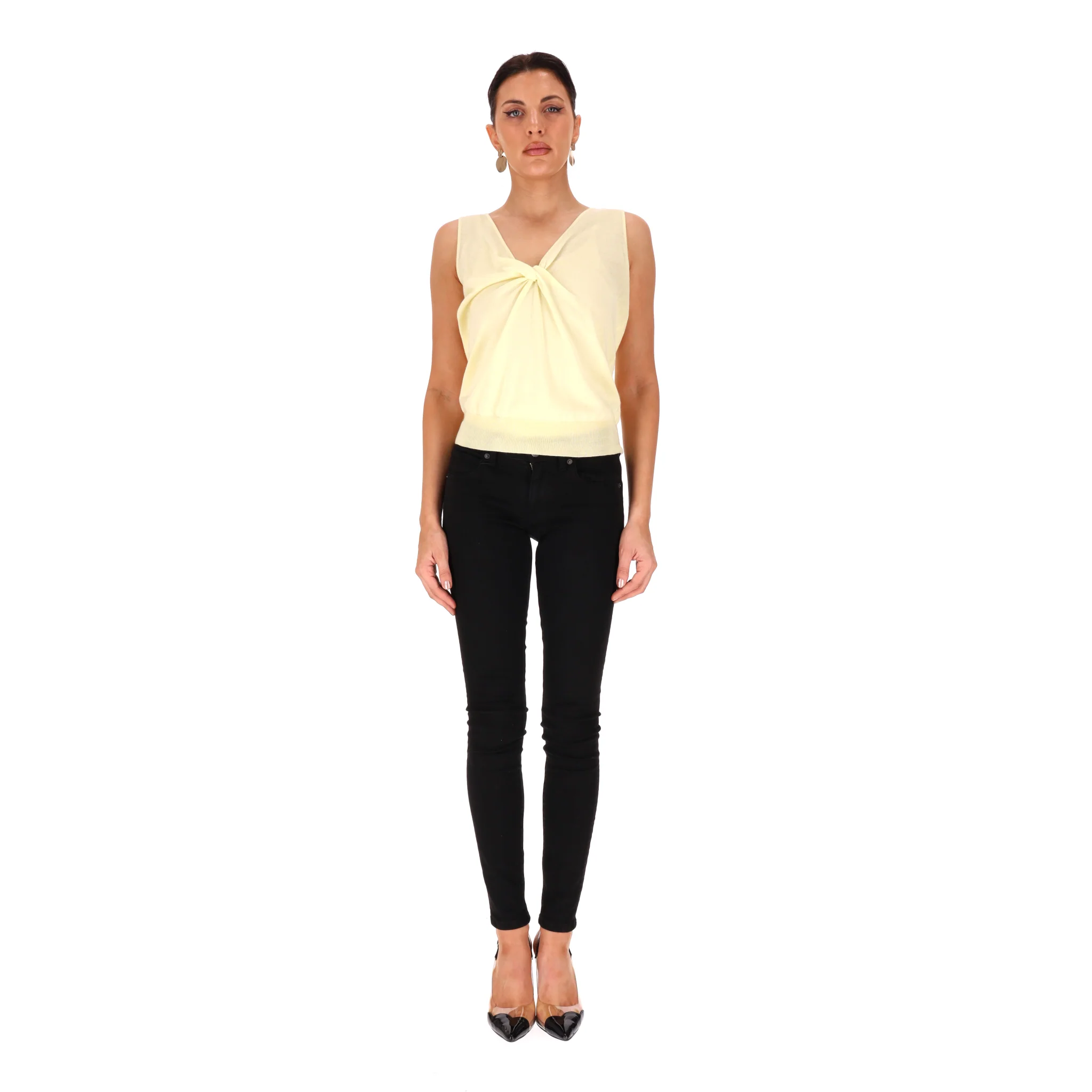 Alexander McQueen Cashmere, Wool & Silk Blend Knot Detail Top. Size M - Image 2