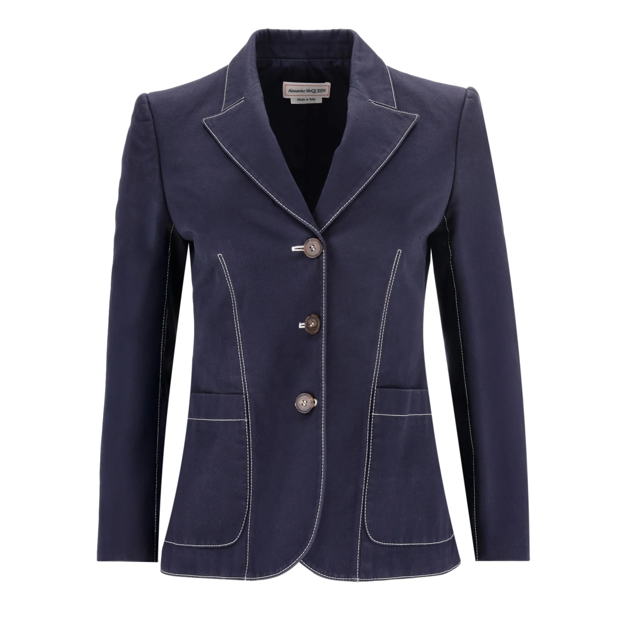 Alexander McQueen Contrast-Stitch Cotton Blazer.Size 42IT