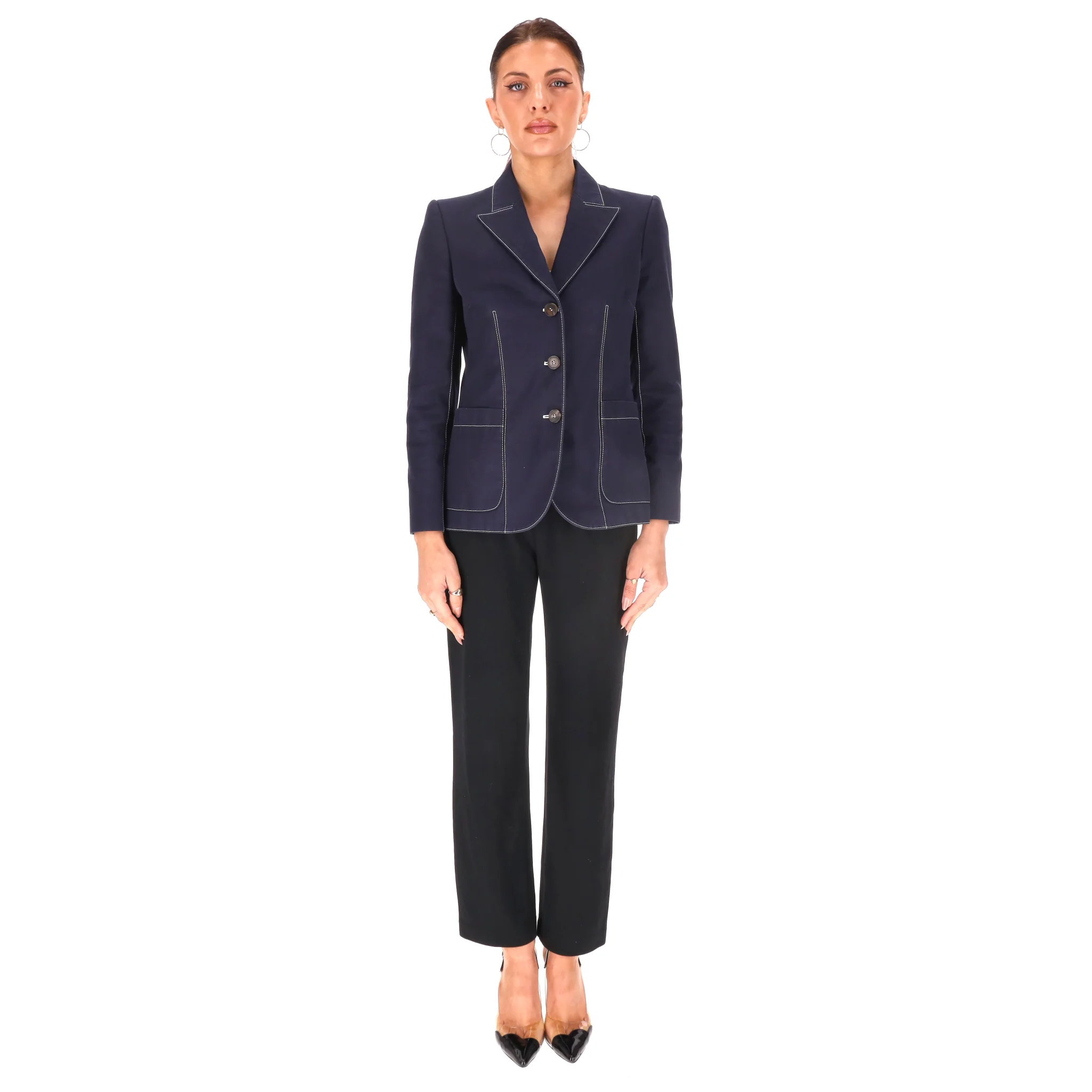 Alexander McQueen Contrast-Stitch Cotton Blazer.Size 42IT - Image 2
