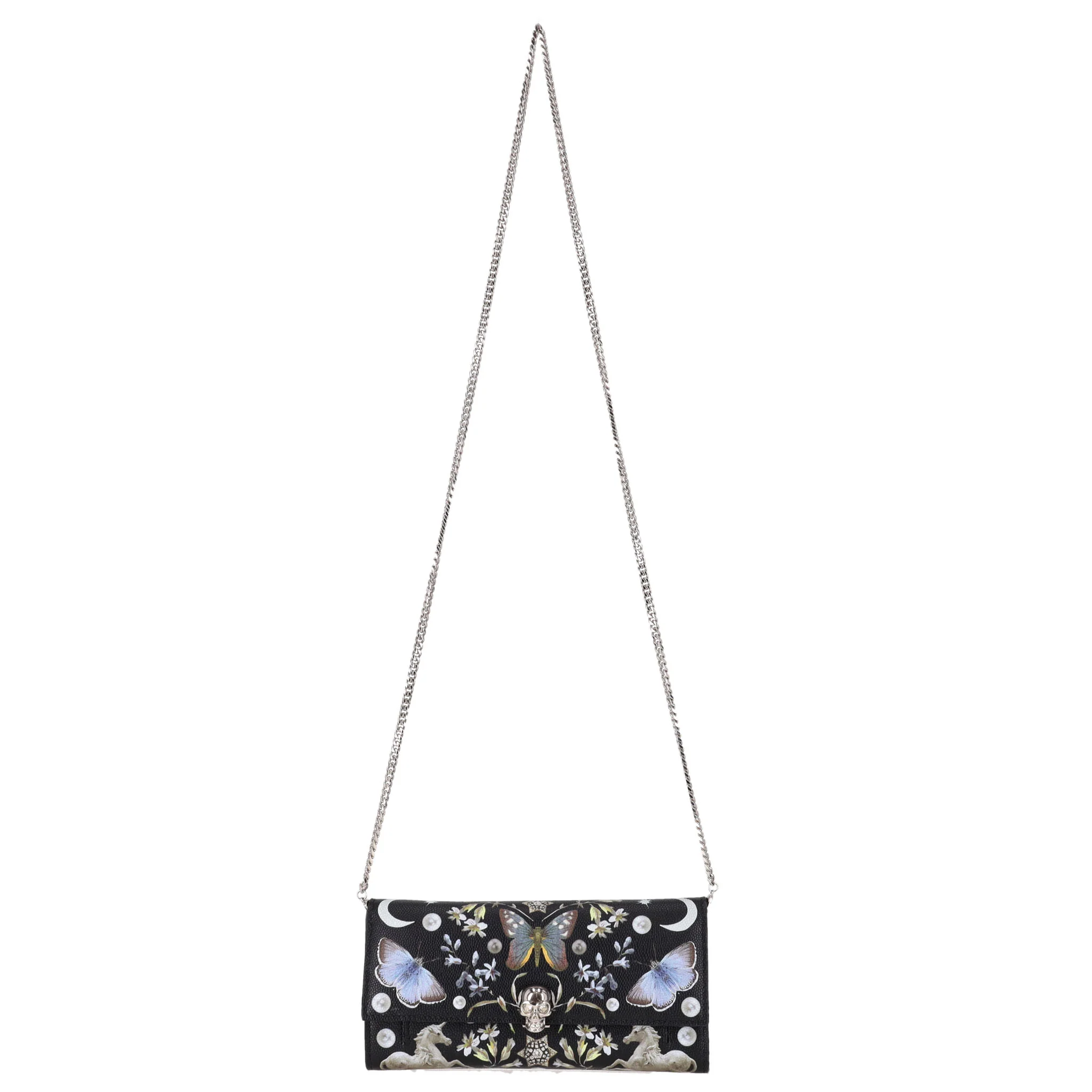 Alexander McQueen Nocturnal Print Leather Skull Wallet On Chain - Image 2