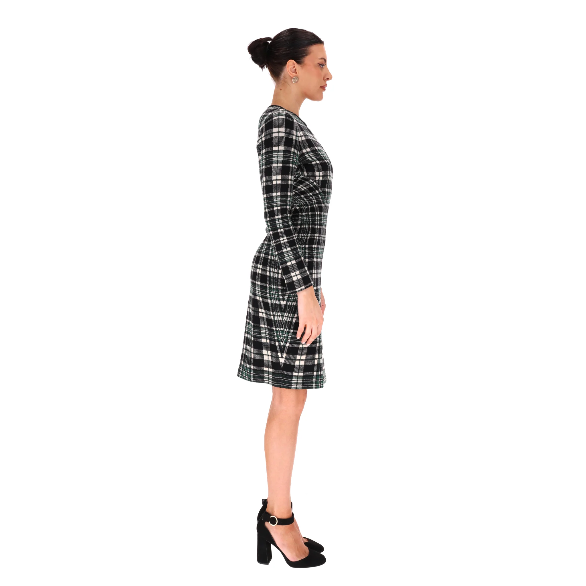 Alexander McQueen Plaid Check Fitted Wool Dress. Size M - Image 3