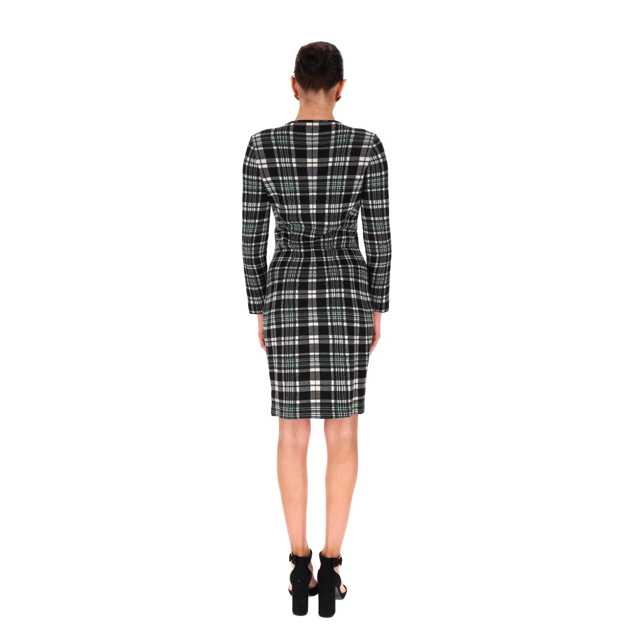 Alexander McQueen Plaid Check Fitted Wool Dress. Size M - Image 4