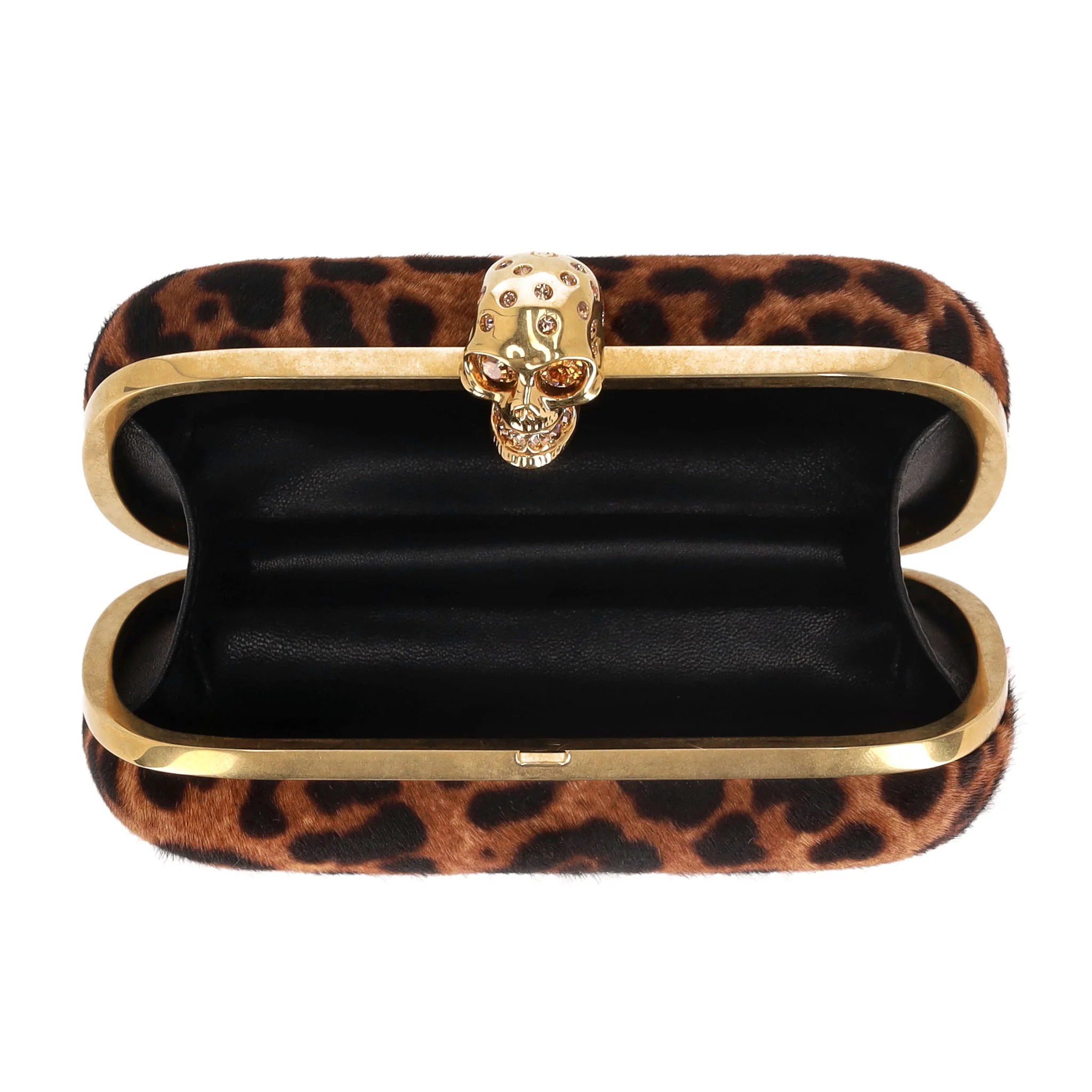 Alexander McQueen Skull Leopard Print Pony Hair Box Clutch Bag - Image 6