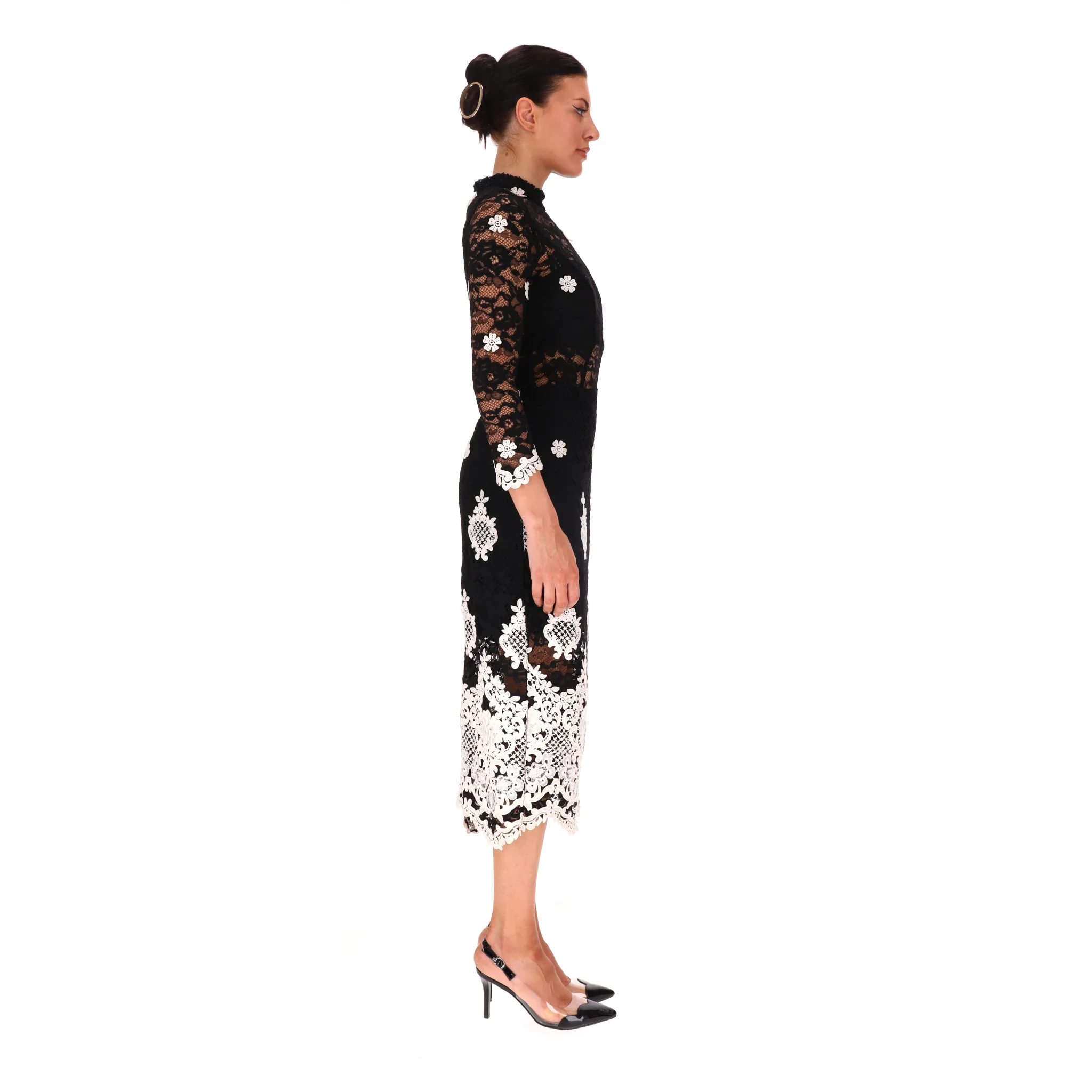 Alexis Floral Lace Detailed Midi Dress. Size M - Image 3