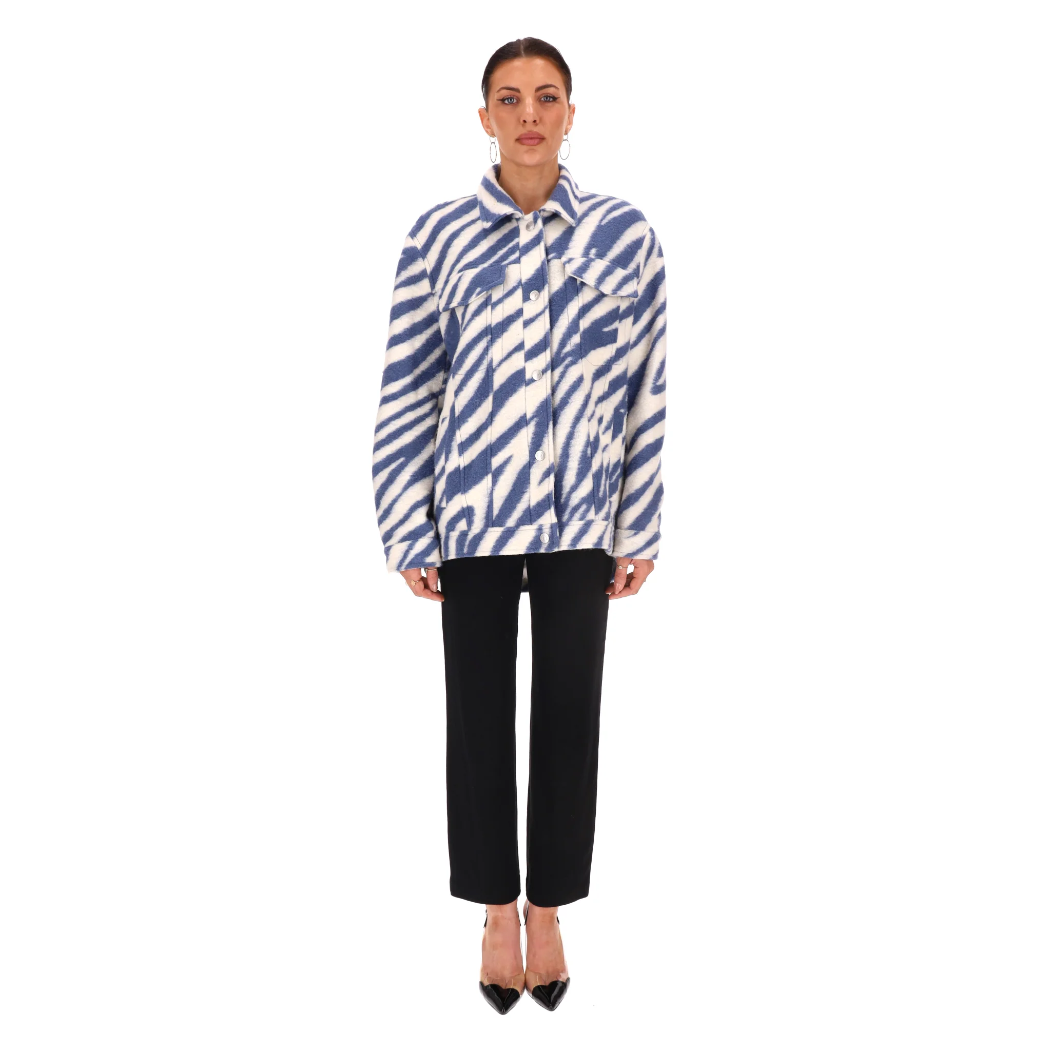 AllSaints Zebra Stripe Wool Shacket/Jacket. Size 12UK - Image 2