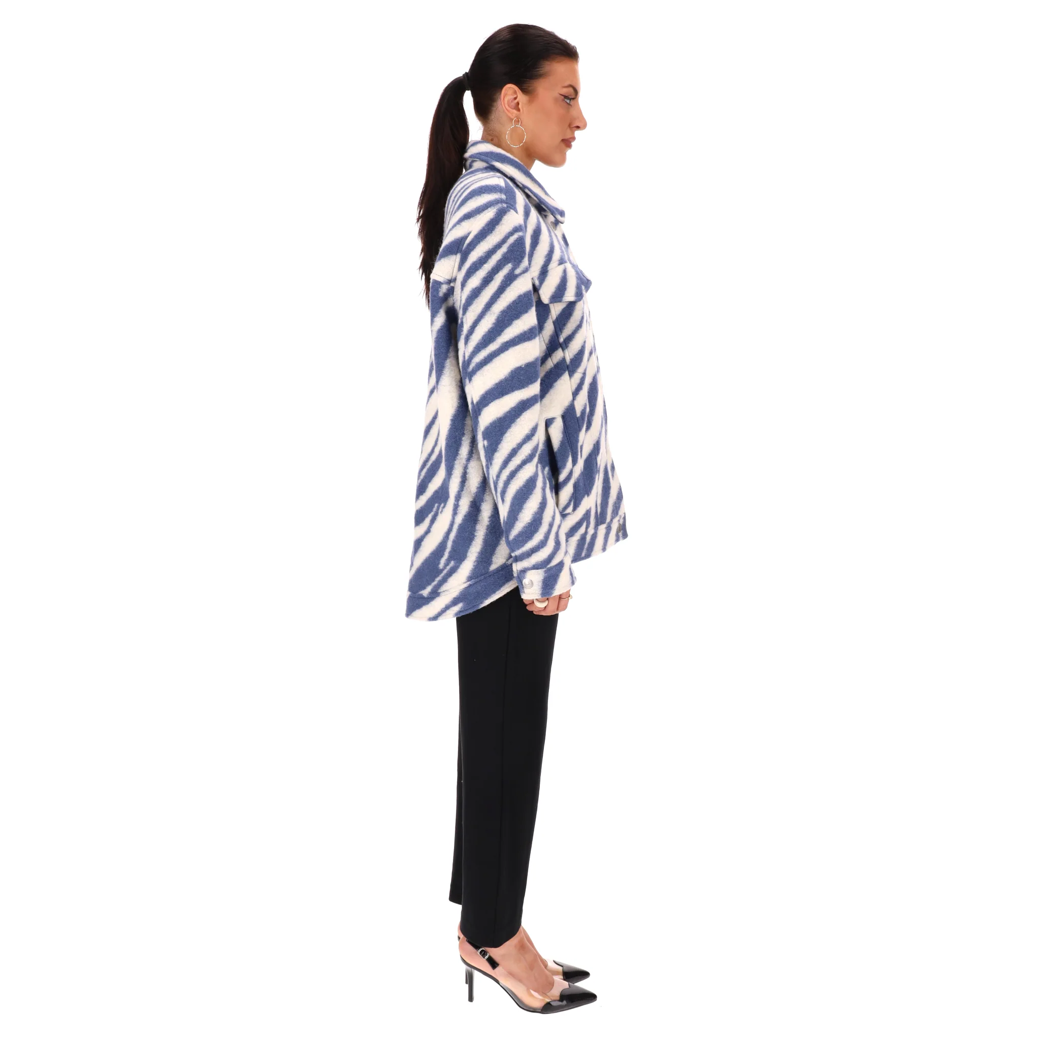 AllSaints Zebra Stripe Wool Shacket/Jacket. Size 12UK - Image 3