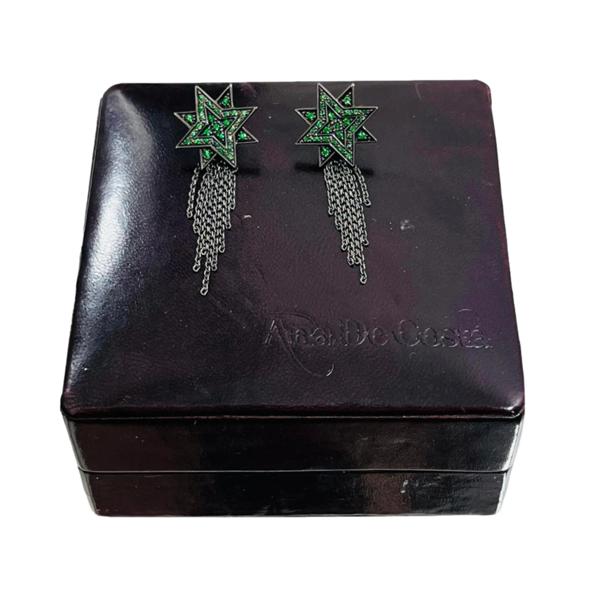 Ana De Costa Shooting Star Earrings in 18k White Gold Rhodium Plated & Tsavorite - Image 3