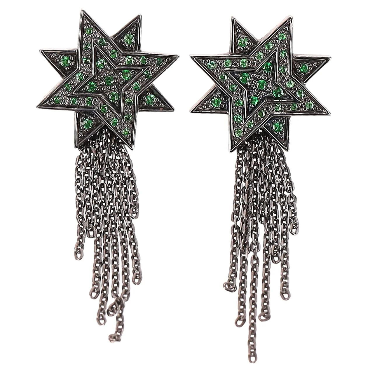 Ana De Costa Shooting Star Earrings in 18k White Gold Rhodium Plated & Tsavorite - Image 4