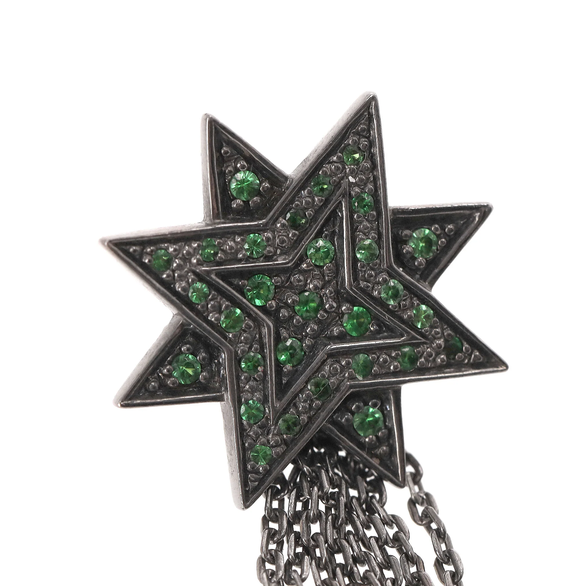 Ana De Costa Shooting Star Earrings in 18k White Gold Rhodium Plated & Tsavorite - Image 5
