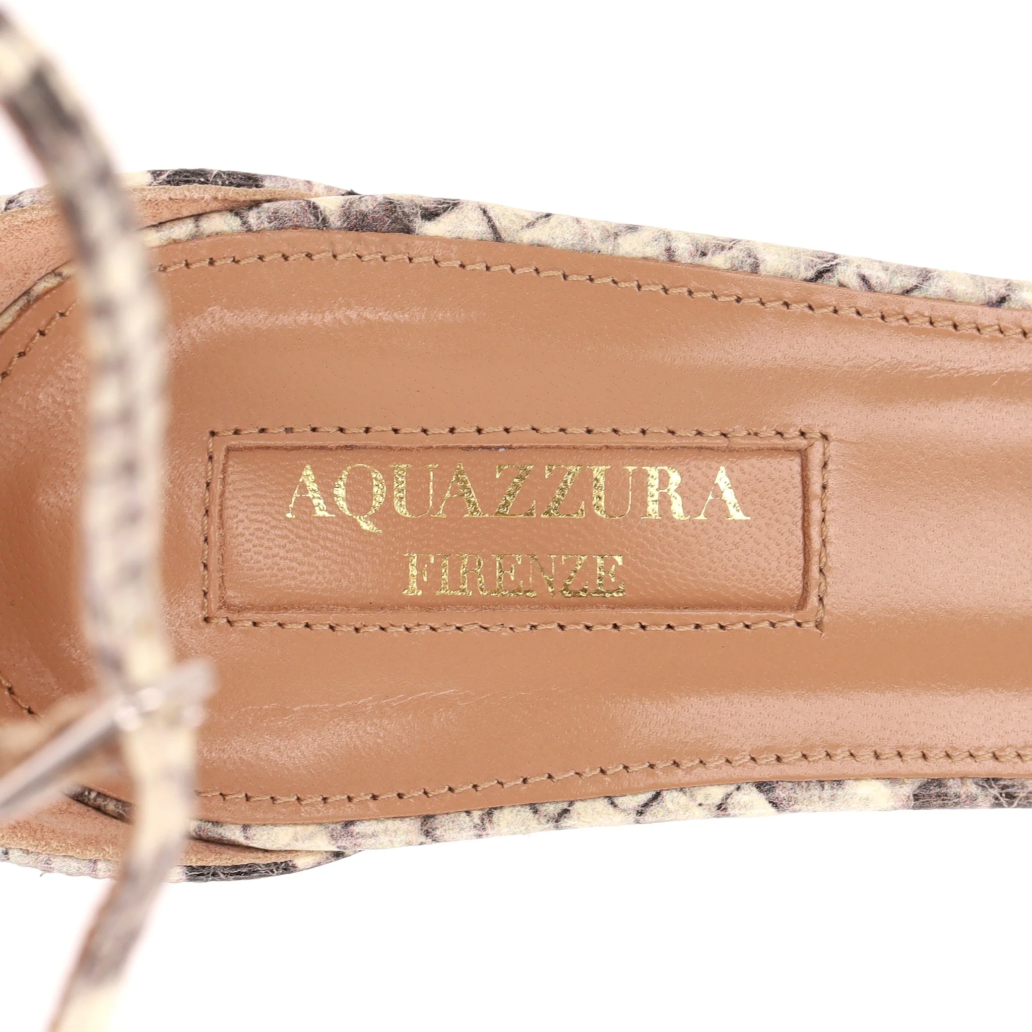 Aquazzura Snakeskin Embossed Leather Purist Sandals. Size 35.5 - Image 8
