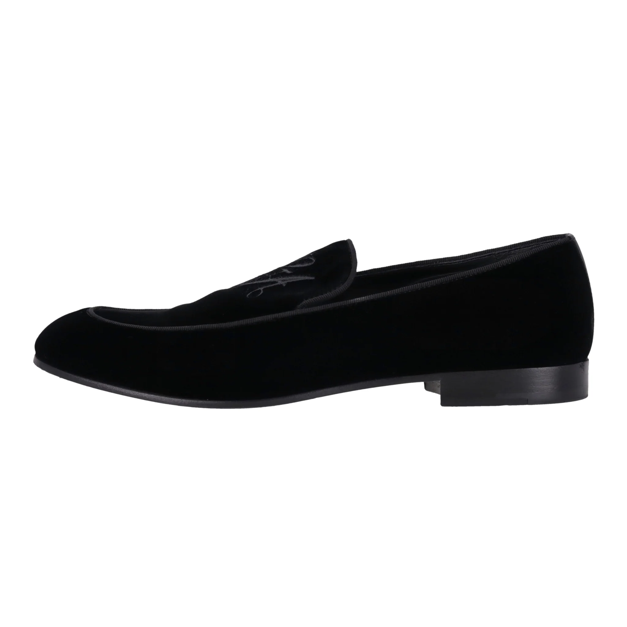 Giorgio Armani Logo Embroidered Velvet Loafers. Size 42 - Image 3