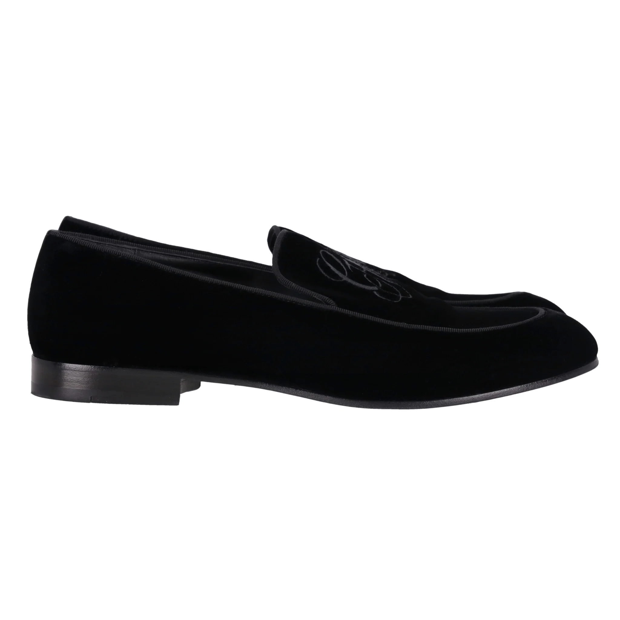 Giorgio Armani Logo Embroidered Velvet Loafers. Size 42 - Image 5