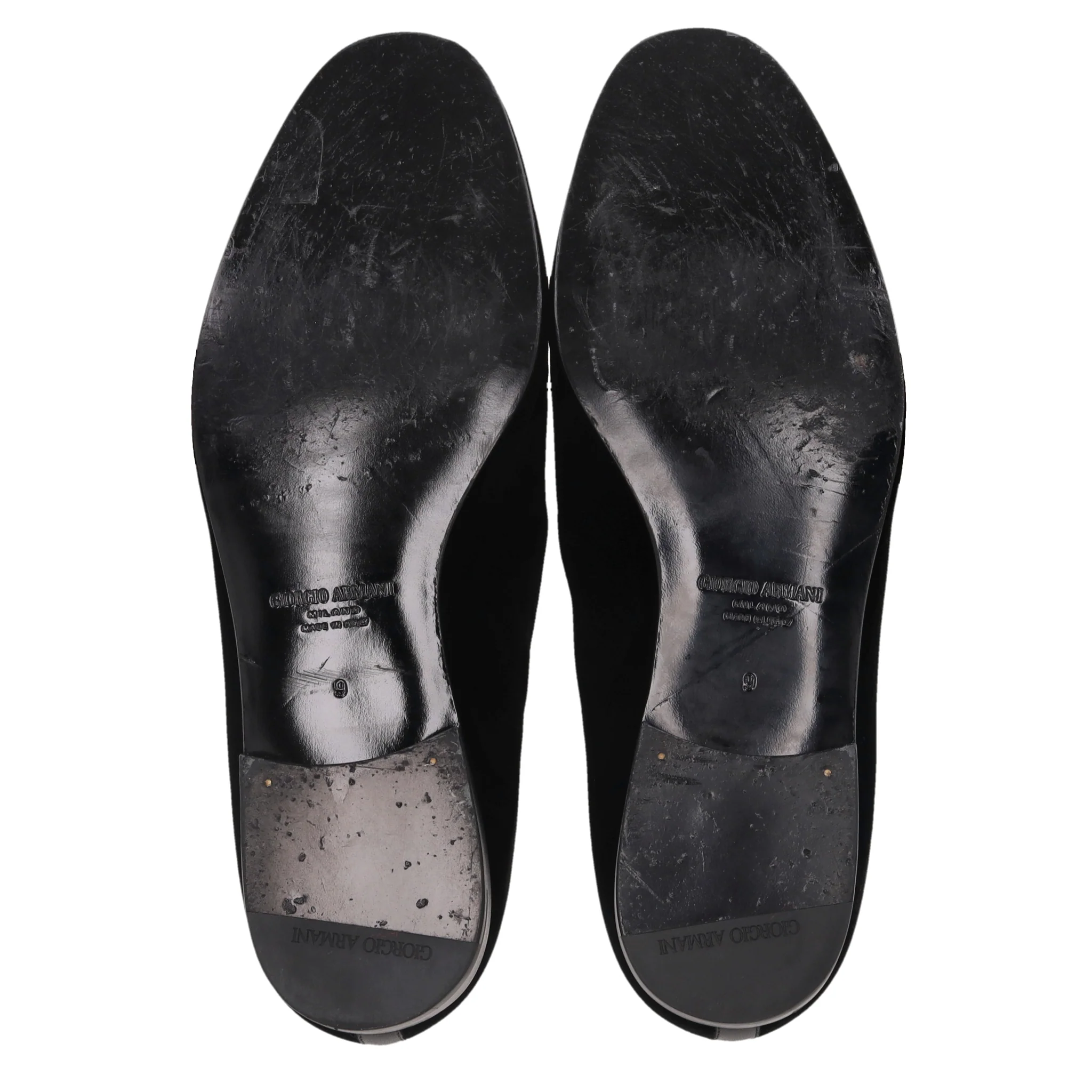 Giorgio Armani Logo Embroidered Velvet Loafers. Size 42 - Image 6