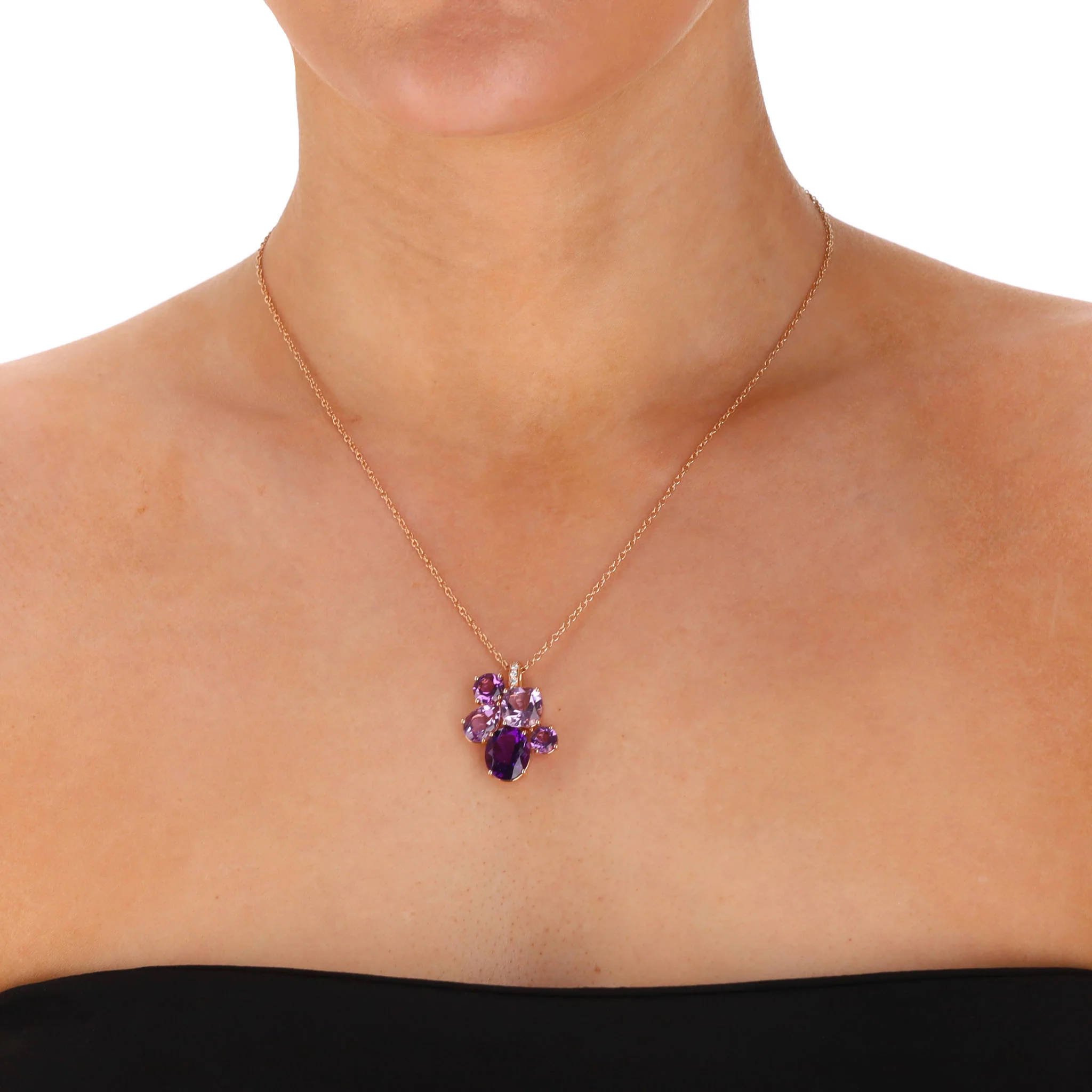 Asprey Chaos Pendant With Amethyst, Kunzite & Diamond In 18k Rose Gold Necklace - Image 2