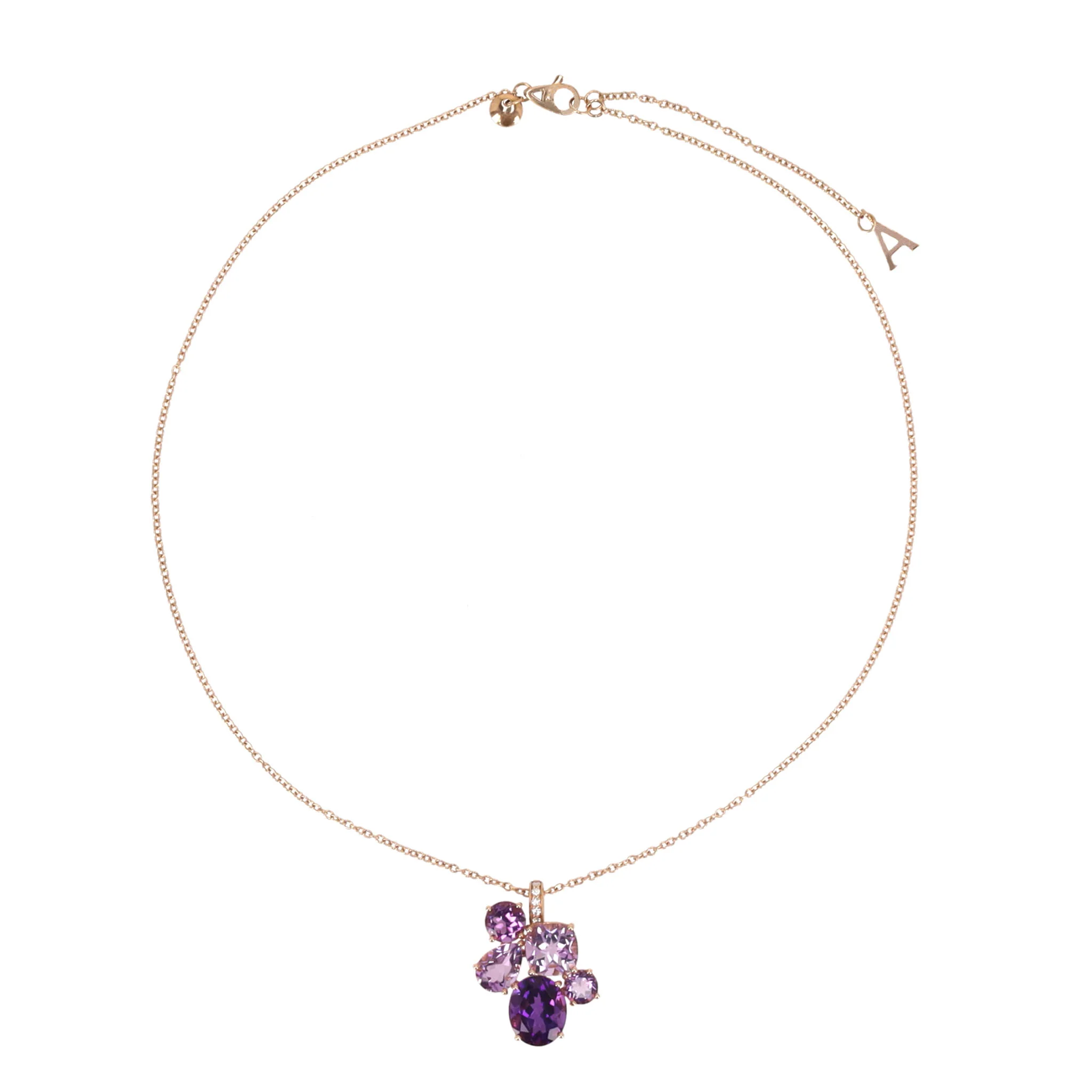 Asprey Chaos Pendant With Amethyst, Kunzite & Diamond In 18k Rose Gold Necklace - Image 3