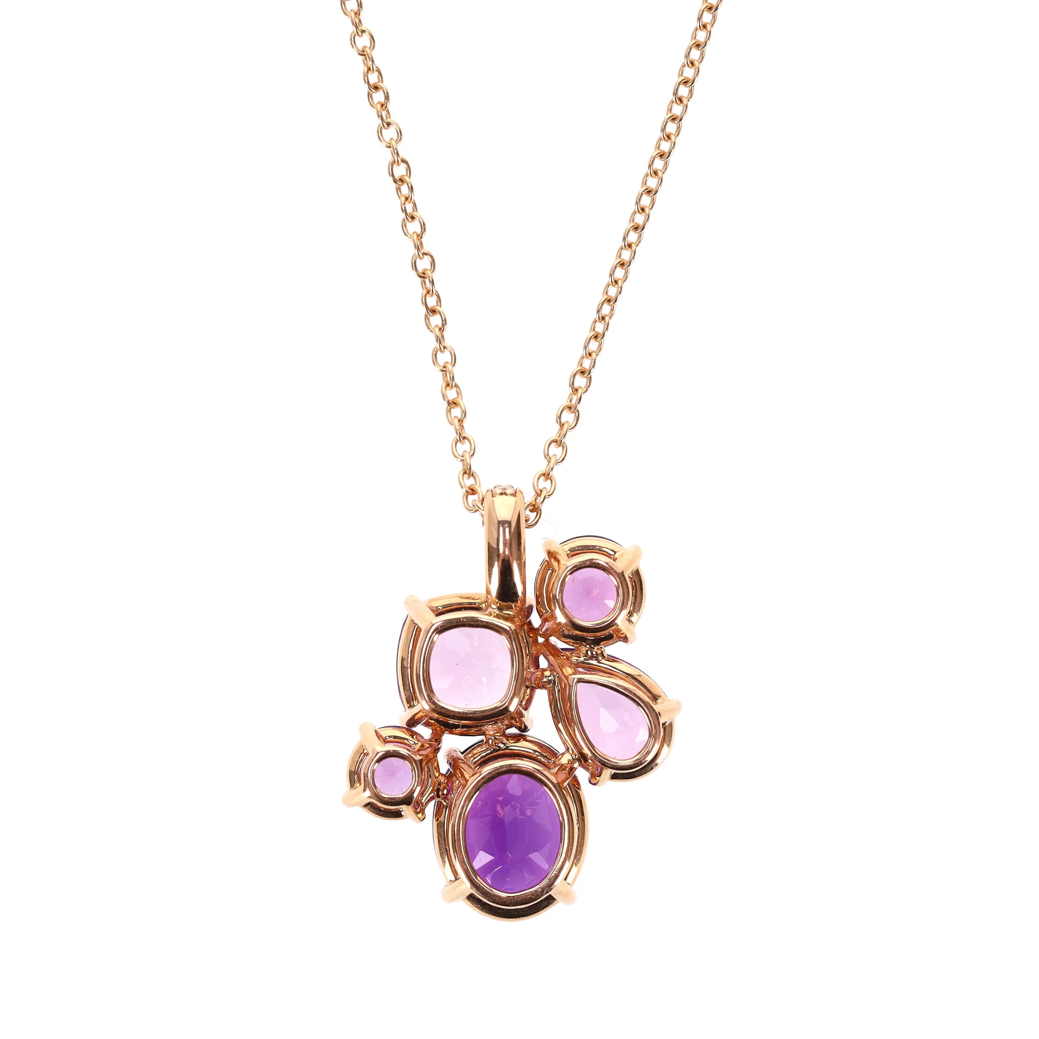 Asprey Chaos Pendant With Amethyst, Kunzite & Diamond In 18k Rose Gold Necklace - Image 9