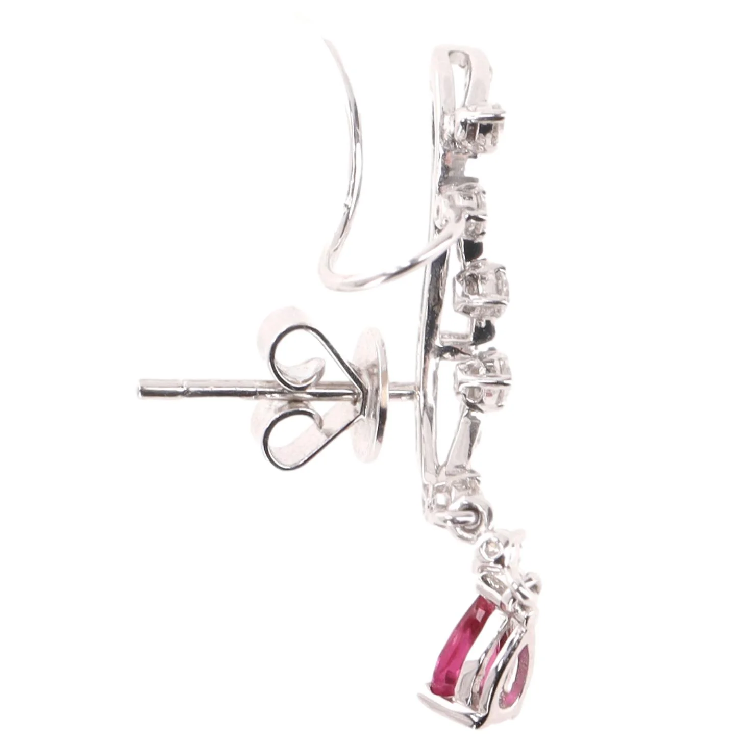 Aureliean Lover's Ruby & Diamond Ear Climber Earrings In 18k White Gold - Image 5