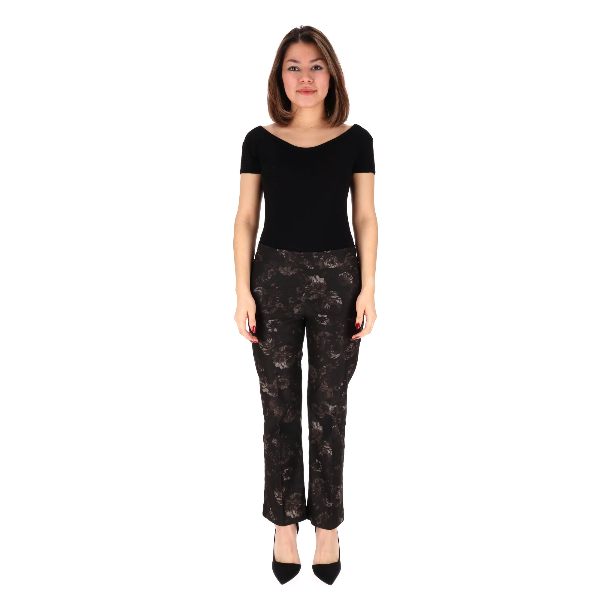 Avenue Montaigne Rose-Print Cotton Pull-On Trousers. Size 2US - Image 2
