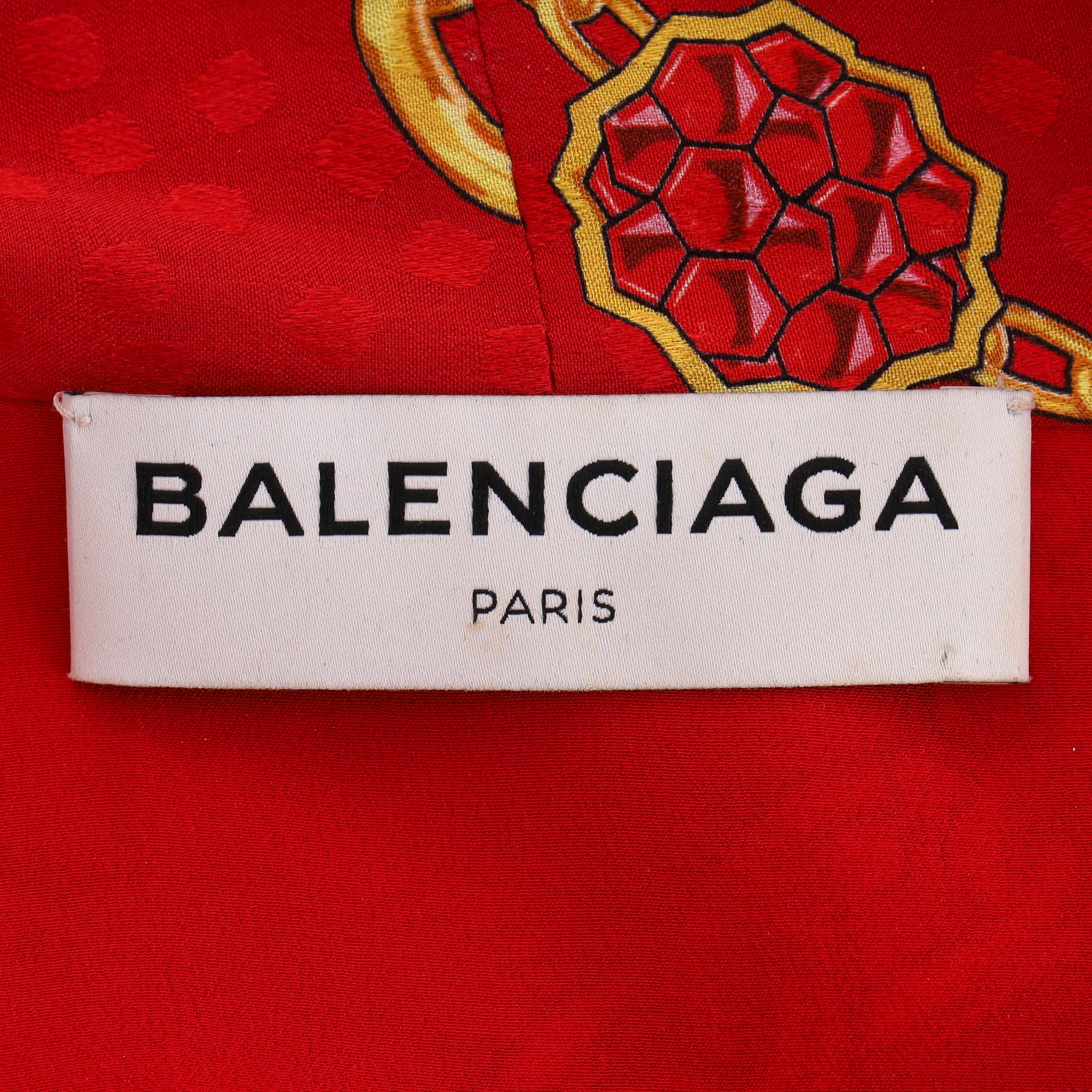 Balenciaga Chain-Print Silk Tie-Neck Dress. Size 36FR - Image 7