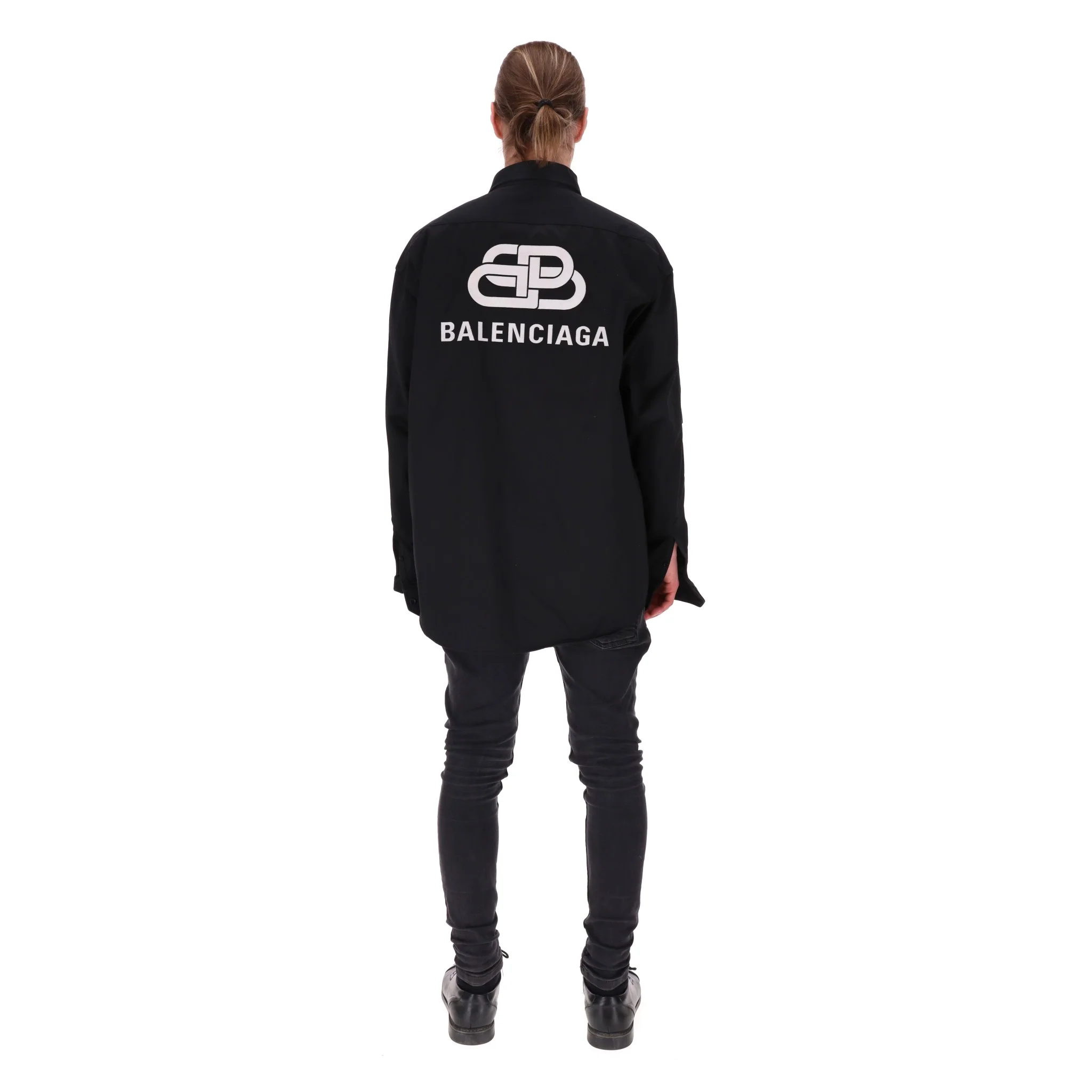 Balenciaga Double-Sleeve Logo Shirt. Size 38IT - Image 4