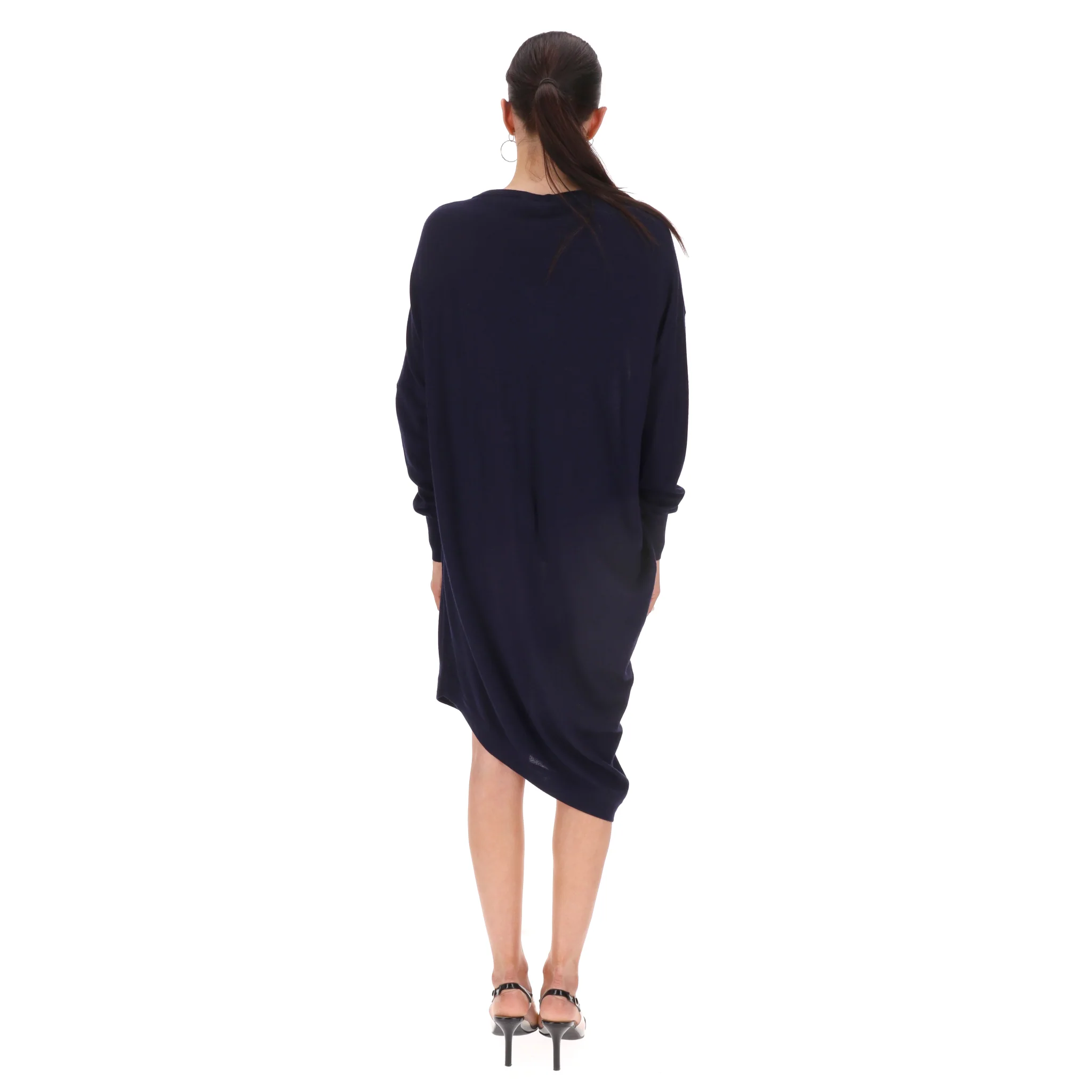 Balenciaga Wool, Silk & Cashmere Blend Asymmetric Dress. Size 38FR - Image 4