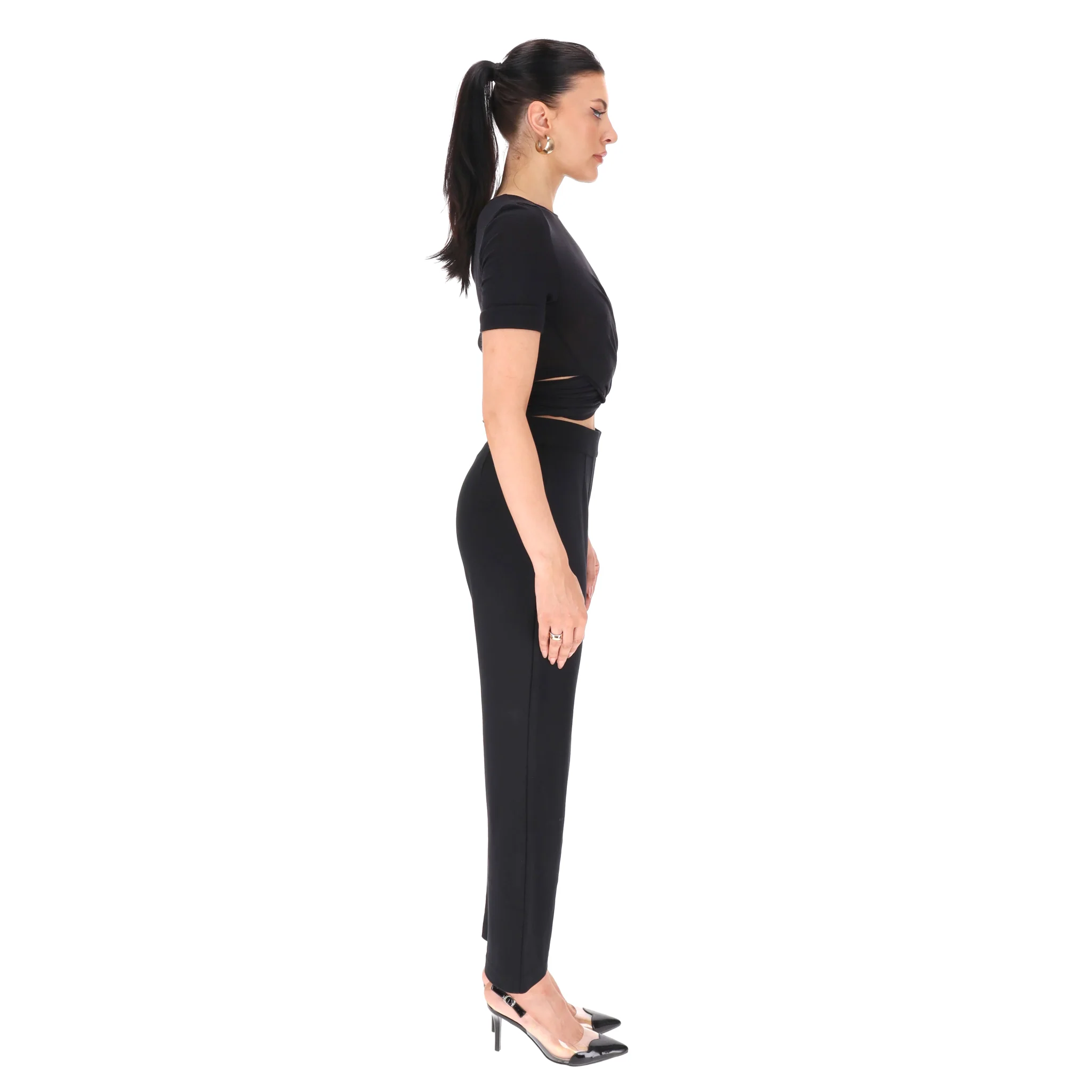Balmain Cotton Blend Twist-Detail Cropped Top. Size 36FR - Image 3