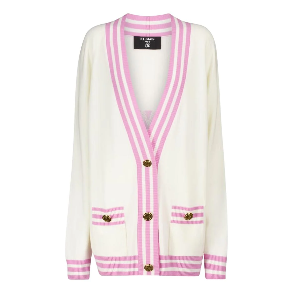 Balmain Wool Logo Cardigan. Size L