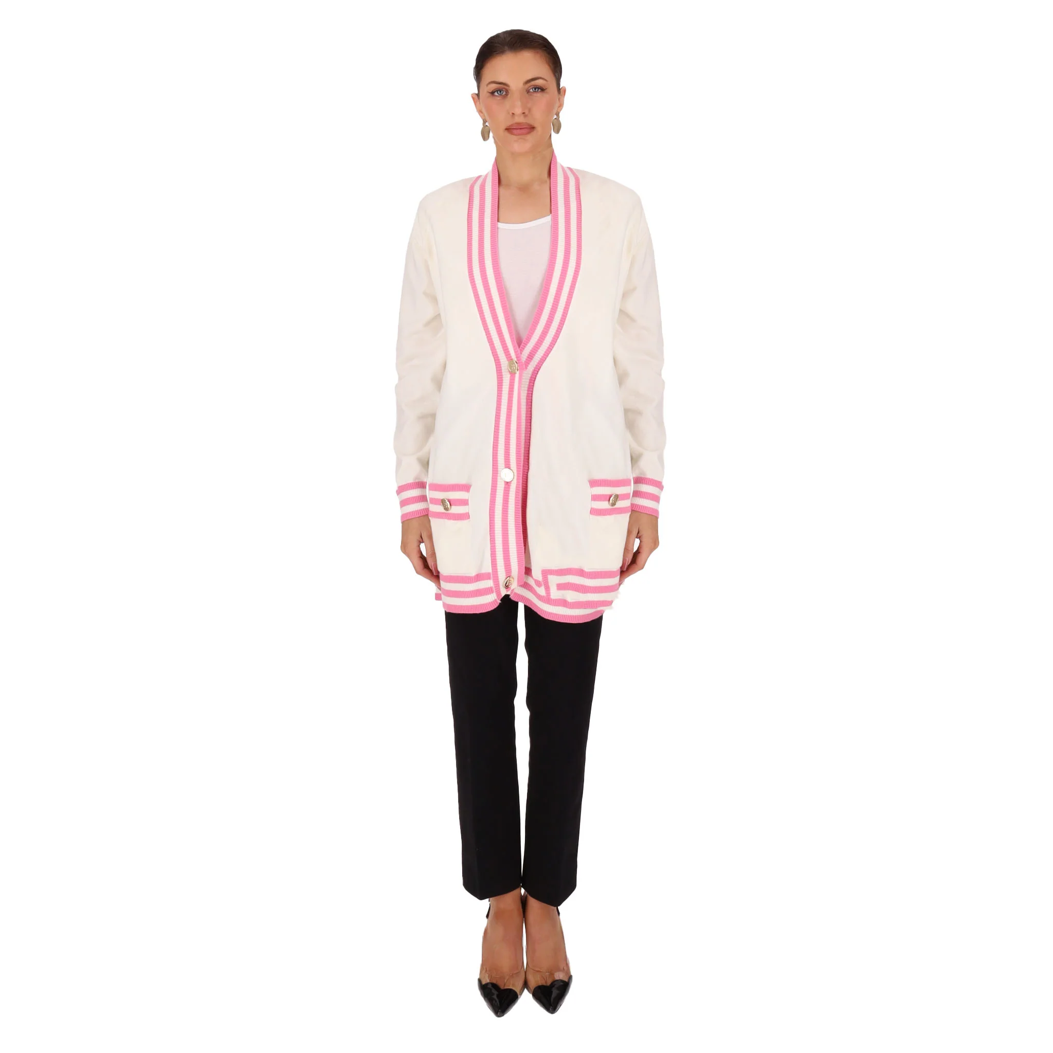 Balmain Wool Logo Cardigan. Size L - Image 2