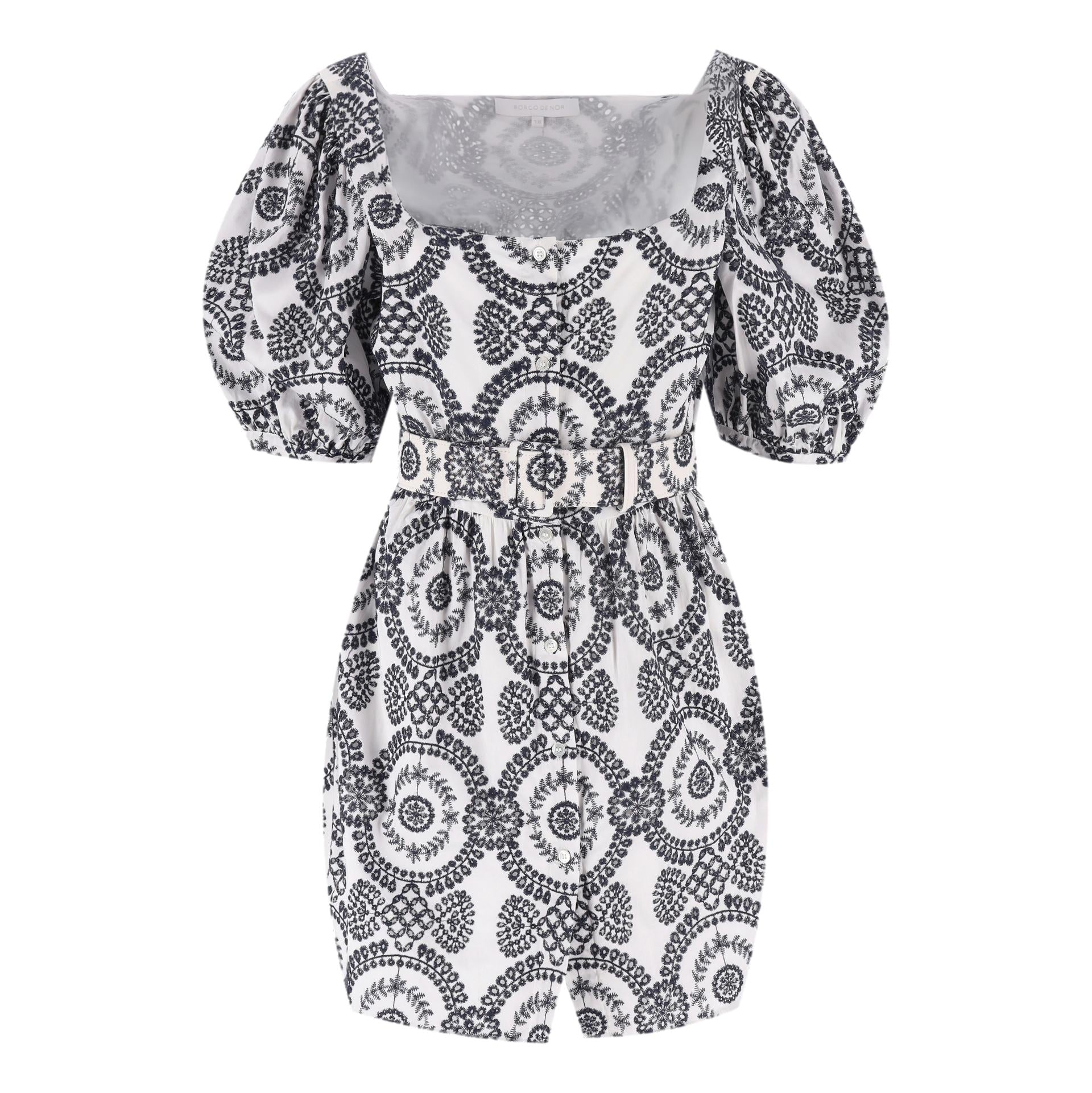 Borgo De Nor Broderie Anglaise Printed Cotton Belted Dress. Size 18UK