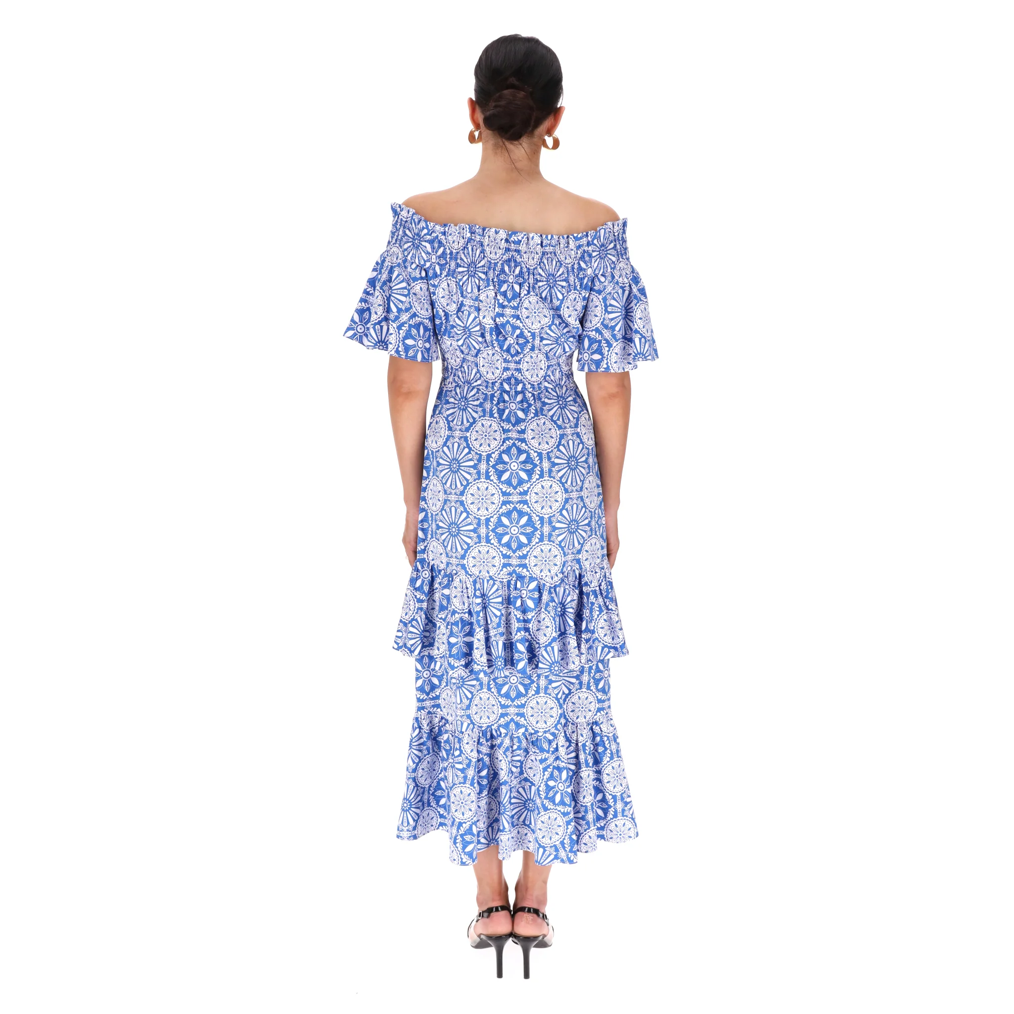 Borgo De Nor Off-Shoulder Tiered Cotton Dress. Size 8UK - Image 4