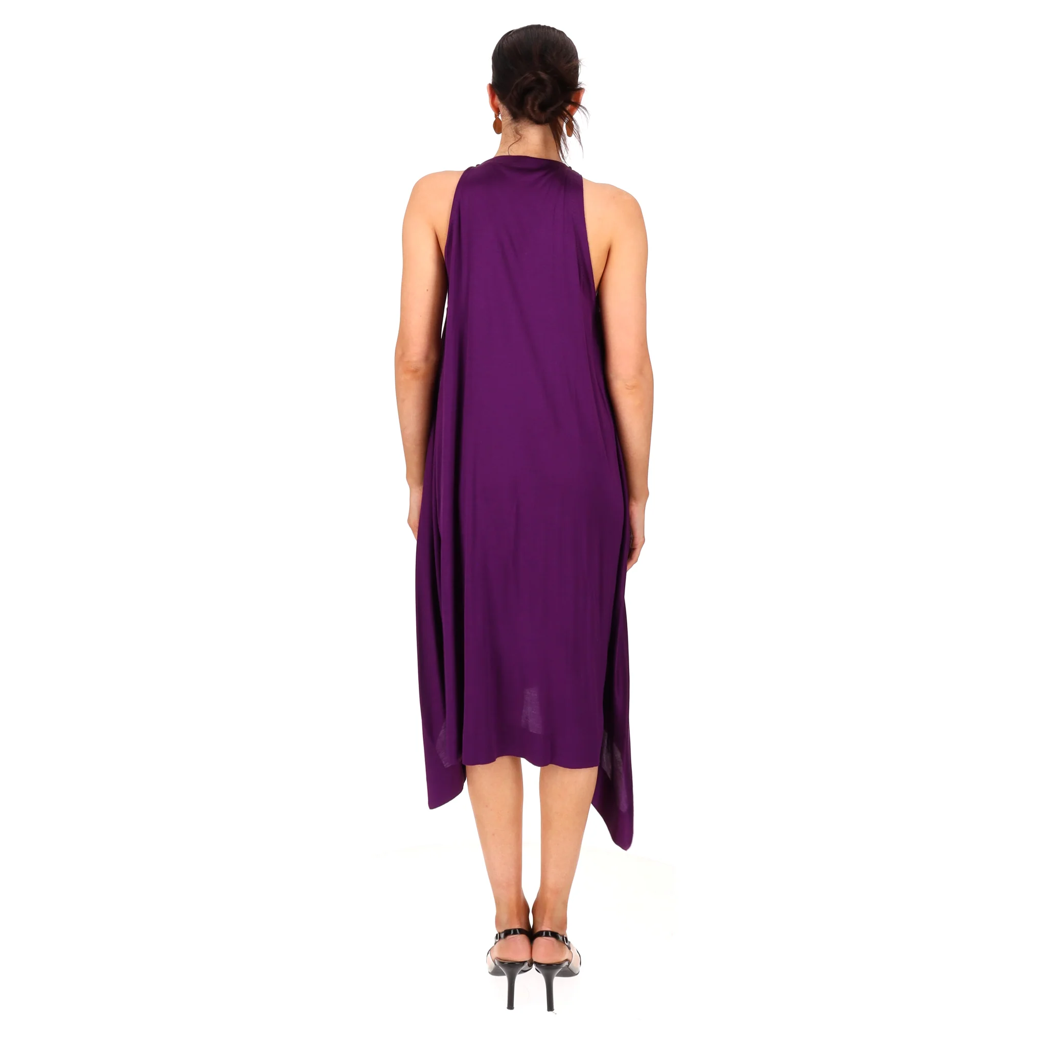Bottega Veneta Asymmetric Tiered Silk Midi Dress. Size 42IT - Image 4