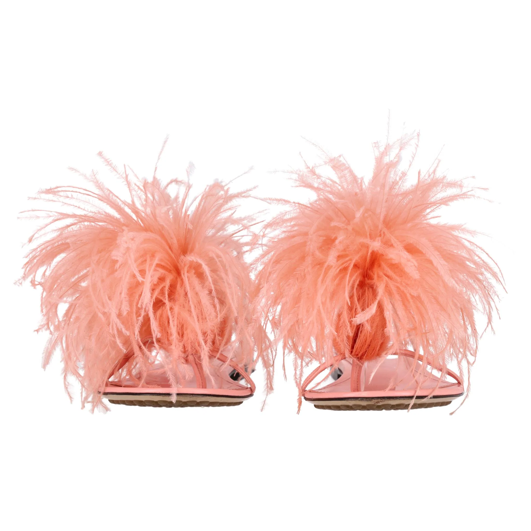 Bottega Veneta Ostrich Feathered Wonderbird Flat Thong Sandals. Size 39 - Image 2