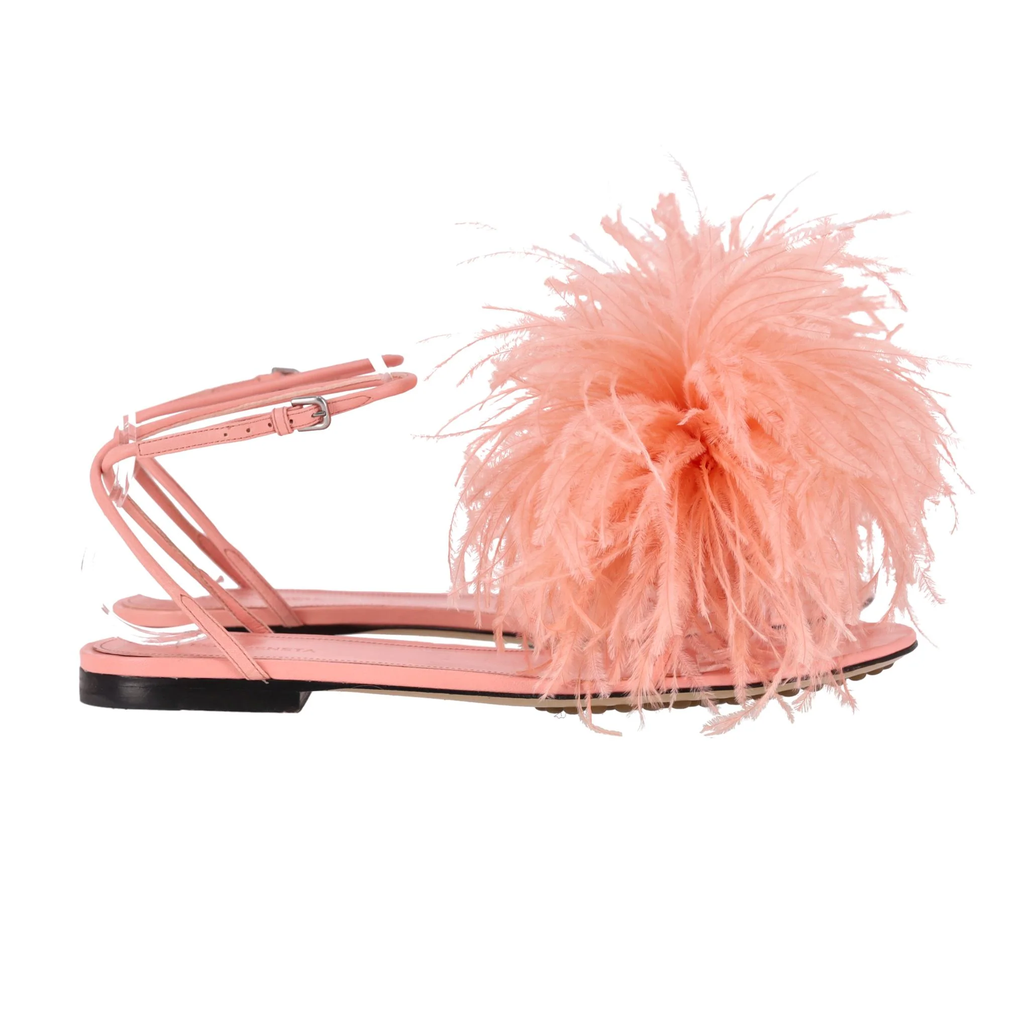 Bottega Veneta Ostrich Feathered Wonderbird Flat Thong Sandals. Size 39 - Image 3