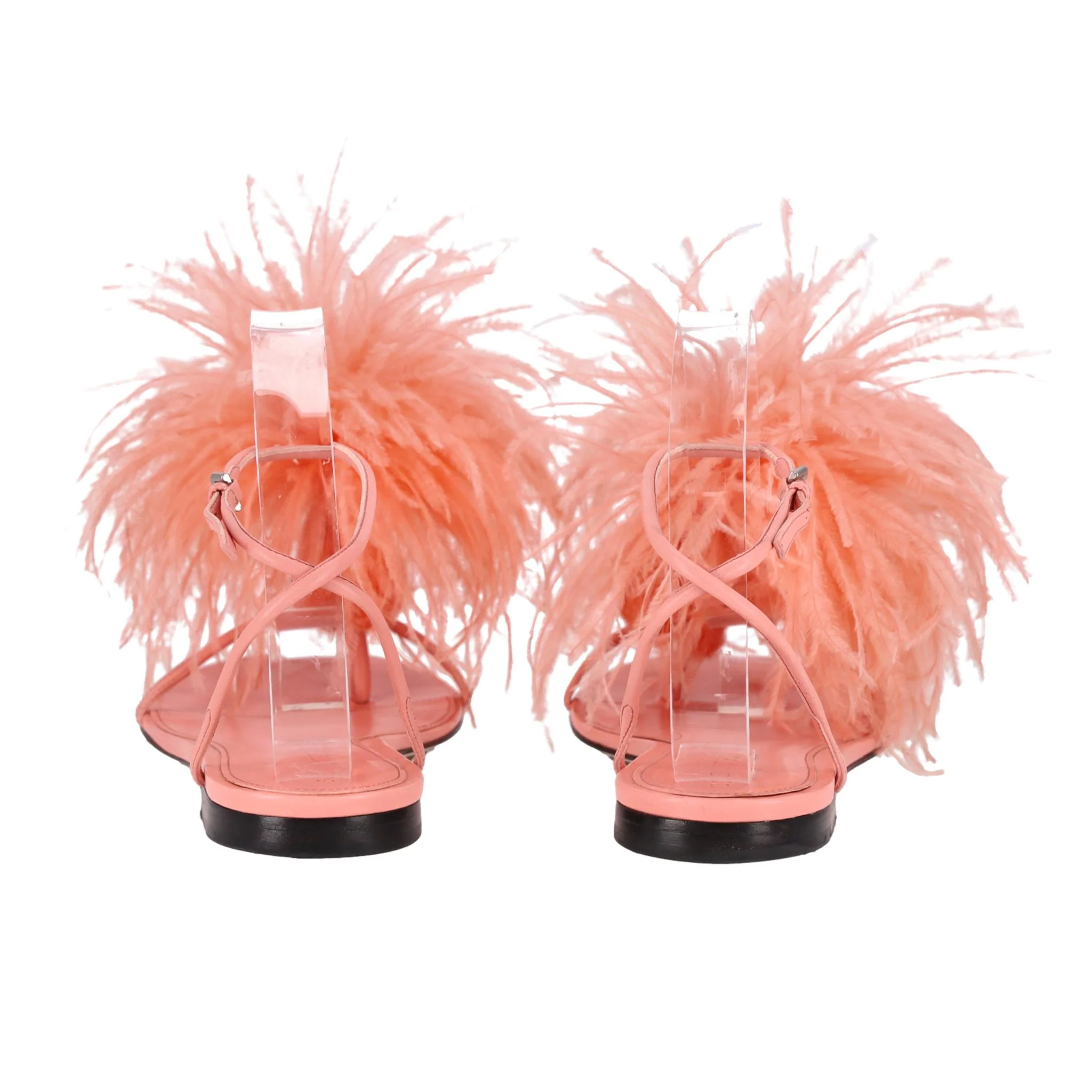 Bottega Veneta Ostrich Feathered Wonderbird Flat Thong Sandals. Size 39 - Image 4