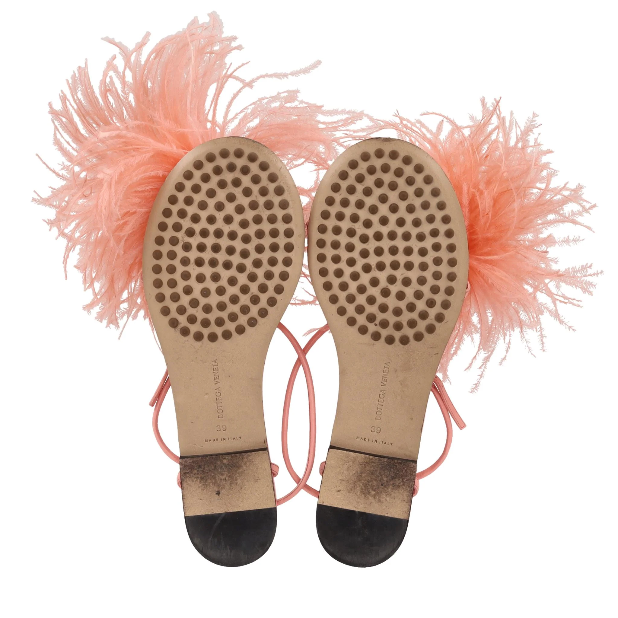 Bottega Veneta Ostrich Feathered Wonderbird Flat Thong Sandals. Size 39 - Image 5