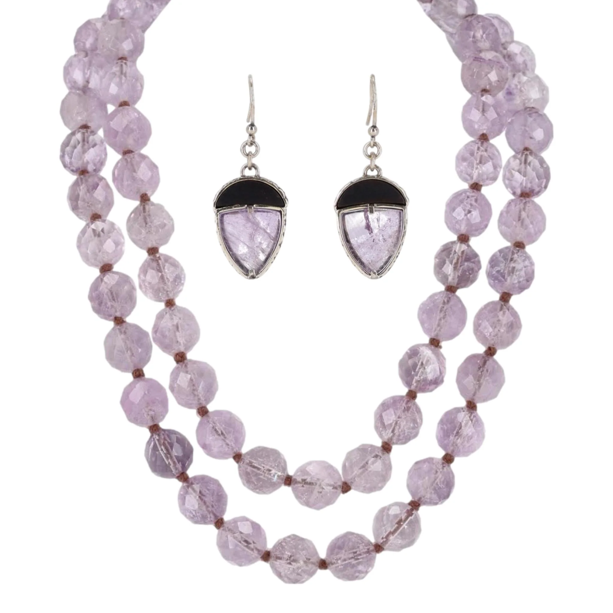 Bottega Veneta Rose Quartz Beaded Necklace & Matching Earrings Set