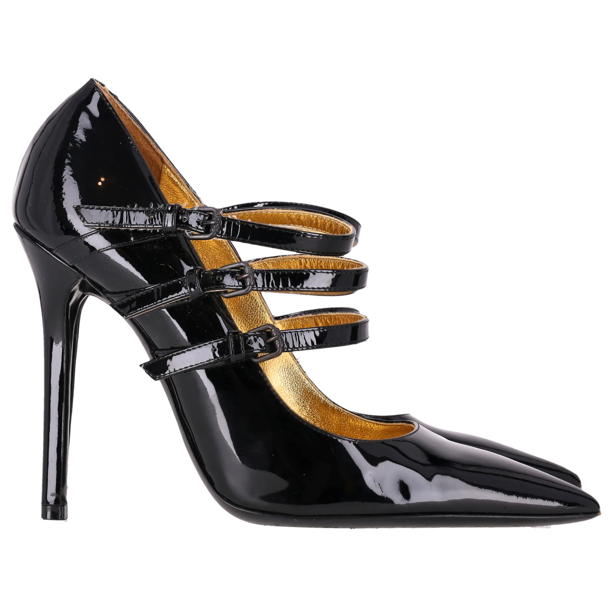 Bottega Veneta Triple-Strap Patent Leather Heels. Size 36.5 - Image 3