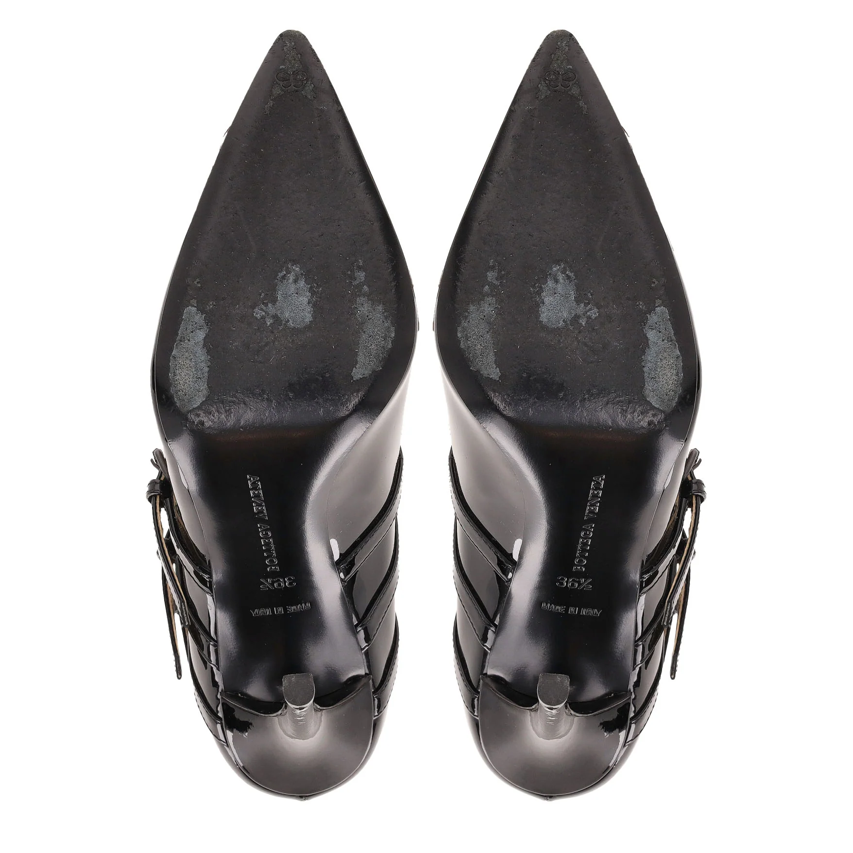 Bottega Veneta Triple-Strap Patent Leather Heels. Size 36.5 - Image 5