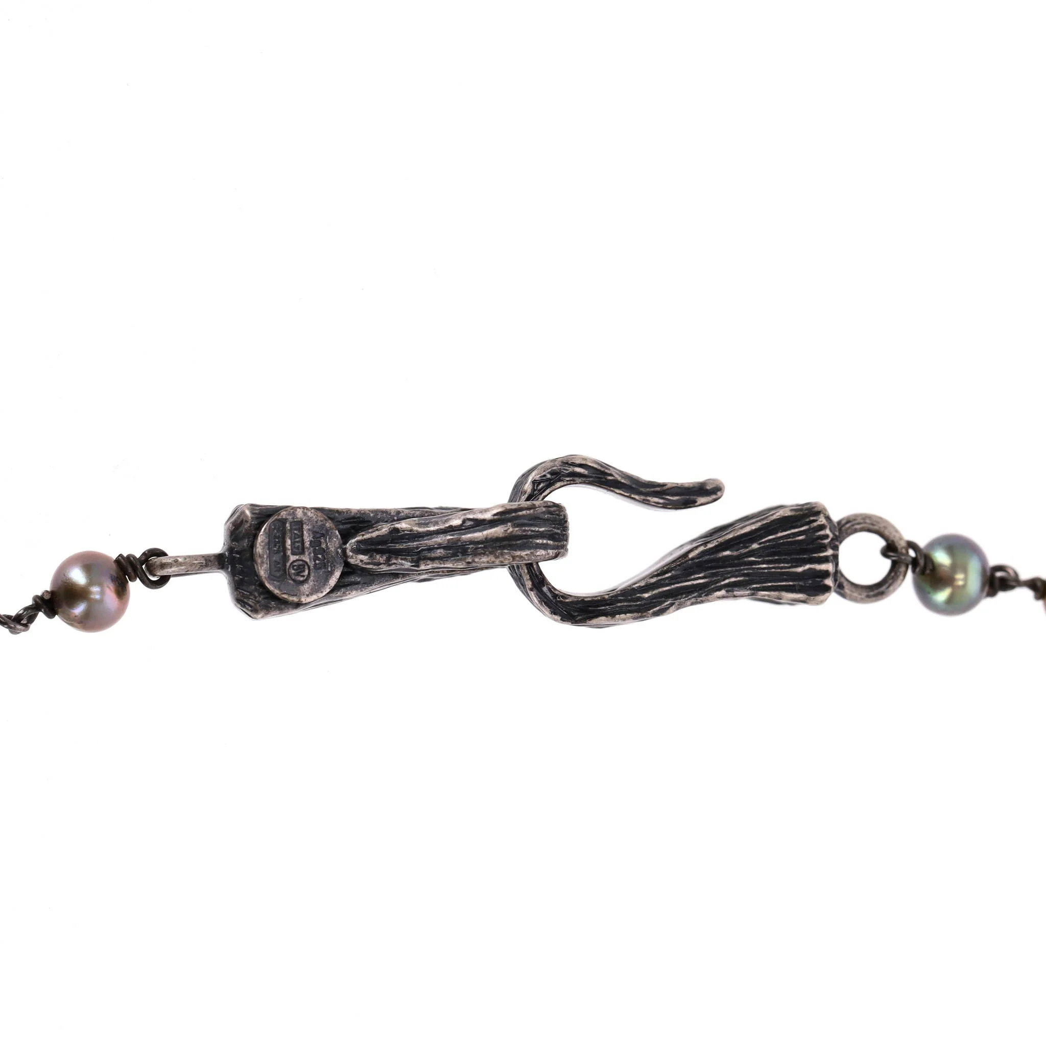 Bottega Veneta Scarab Necklace With Fresh Water Pearls, Oxidized Sterling Silver & Gold Plated - Image 10