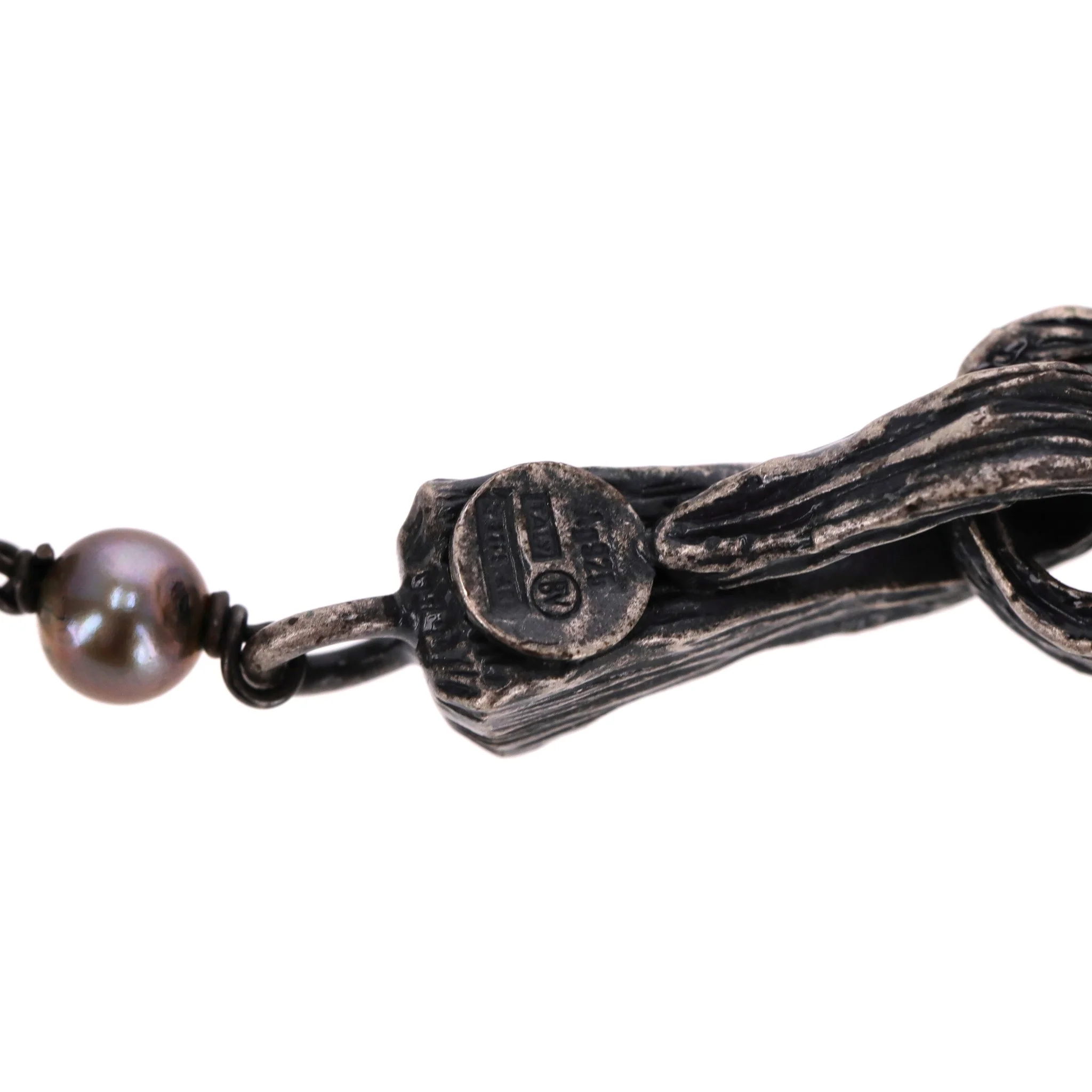 Bottega Veneta Scarab Necklace With Fresh Water Pearls, Oxidized Sterling Silver & Gold Plated - Image 11