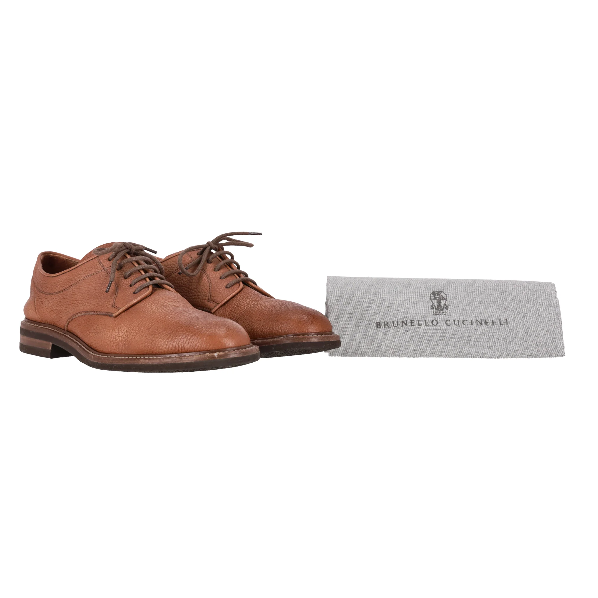Brunello Cuccinelli Grained Leather Derby Shoes. Size 42 - Image 2