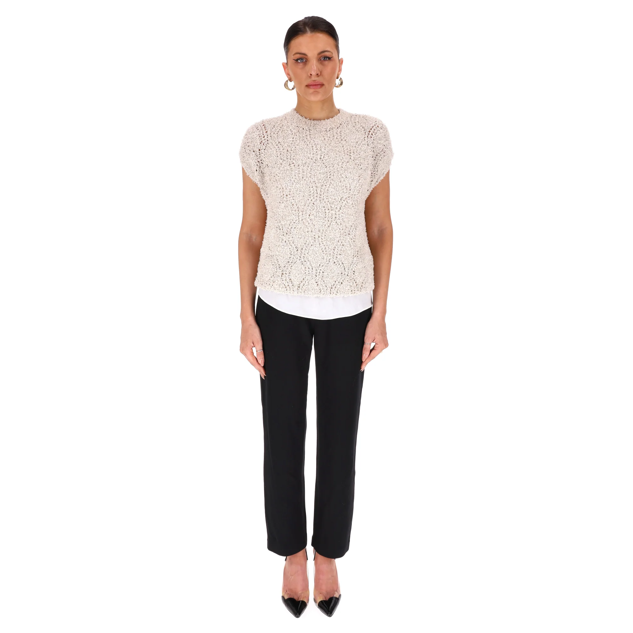 Brunello Cuccinelli Textured Cotton & Silk Blend Jumper Top. Size XS - Image 2