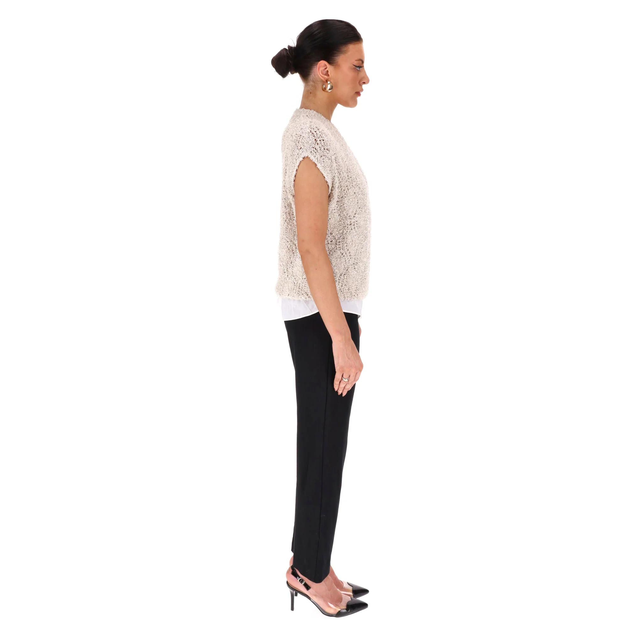 Brunello Cuccinelli Textured Cotton & Silk Blend Jumper Top. Size XS - Image 3
