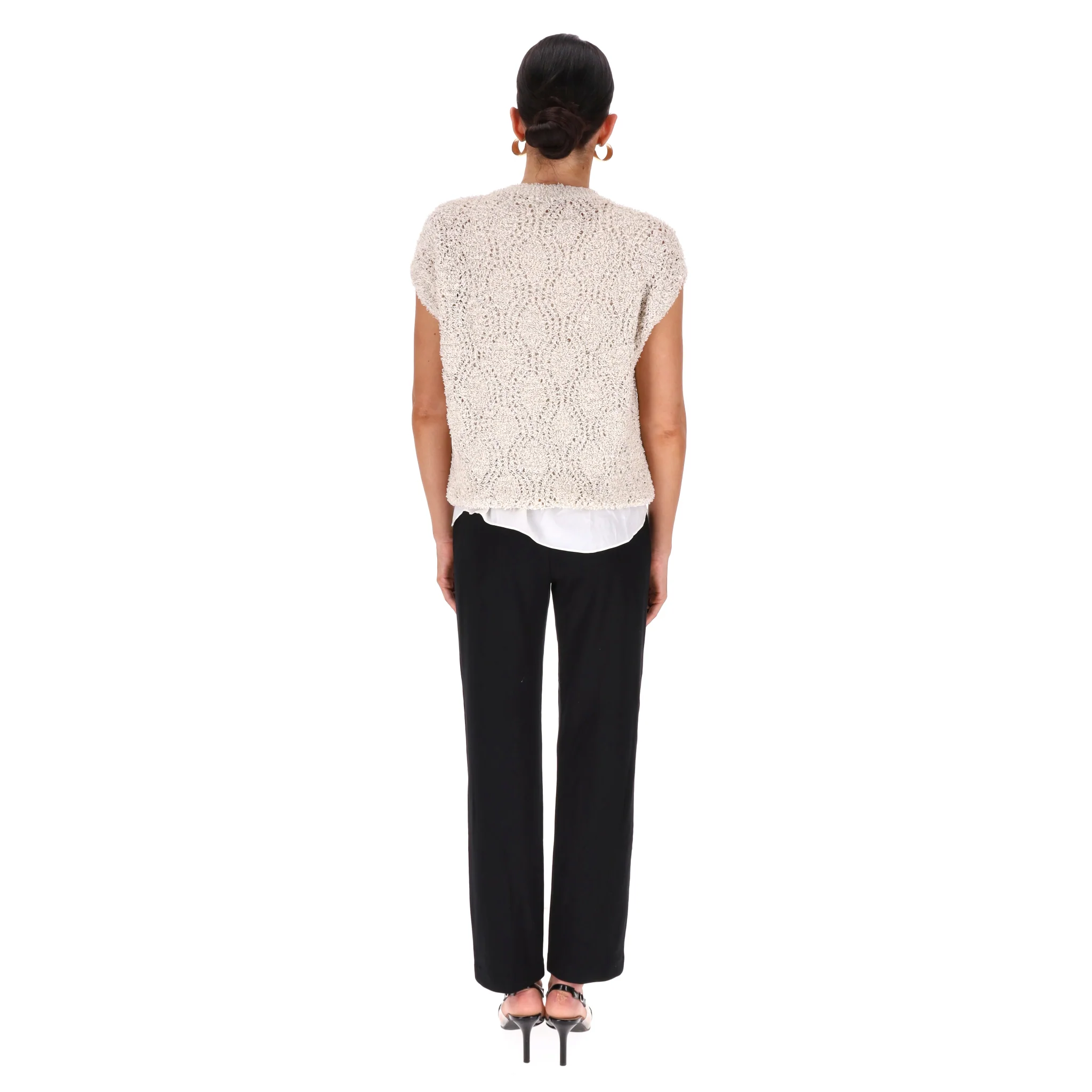 Brunello Cuccinelli Textured Cotton & Silk Blend Jumper Top. Size XS - Image 4